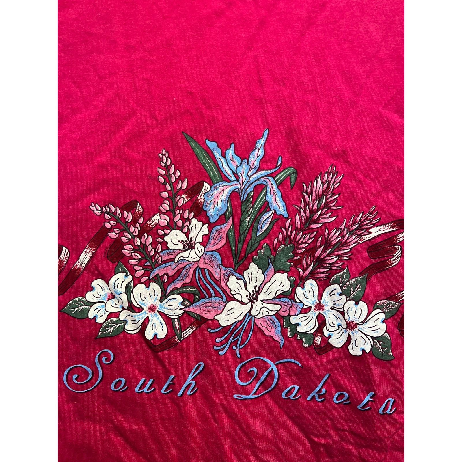 Jerzees Vintage South Dakota Shirt Pink Flower Pink Tee 90s Large L Size US L / EU 52-54 / 3 - 4 Thumbnail