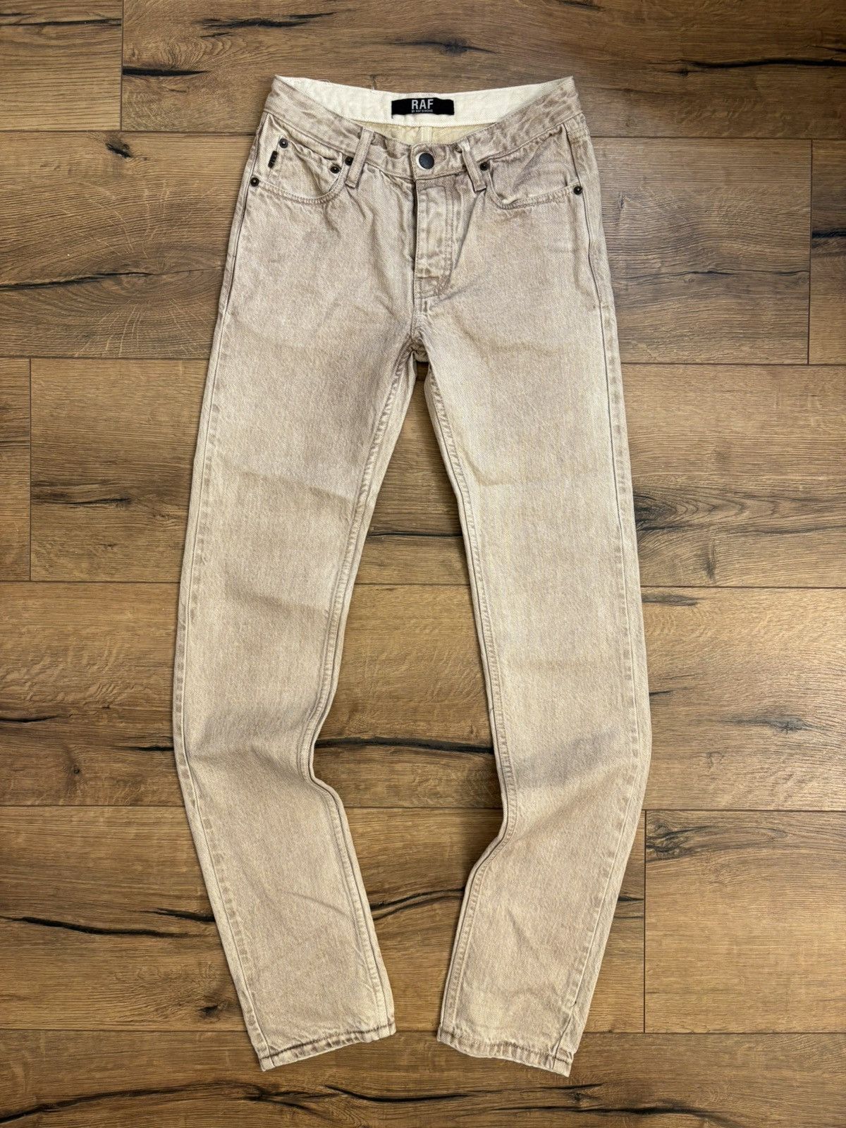 Raf Simons Archive Skinny Denim Pants Washed Beige