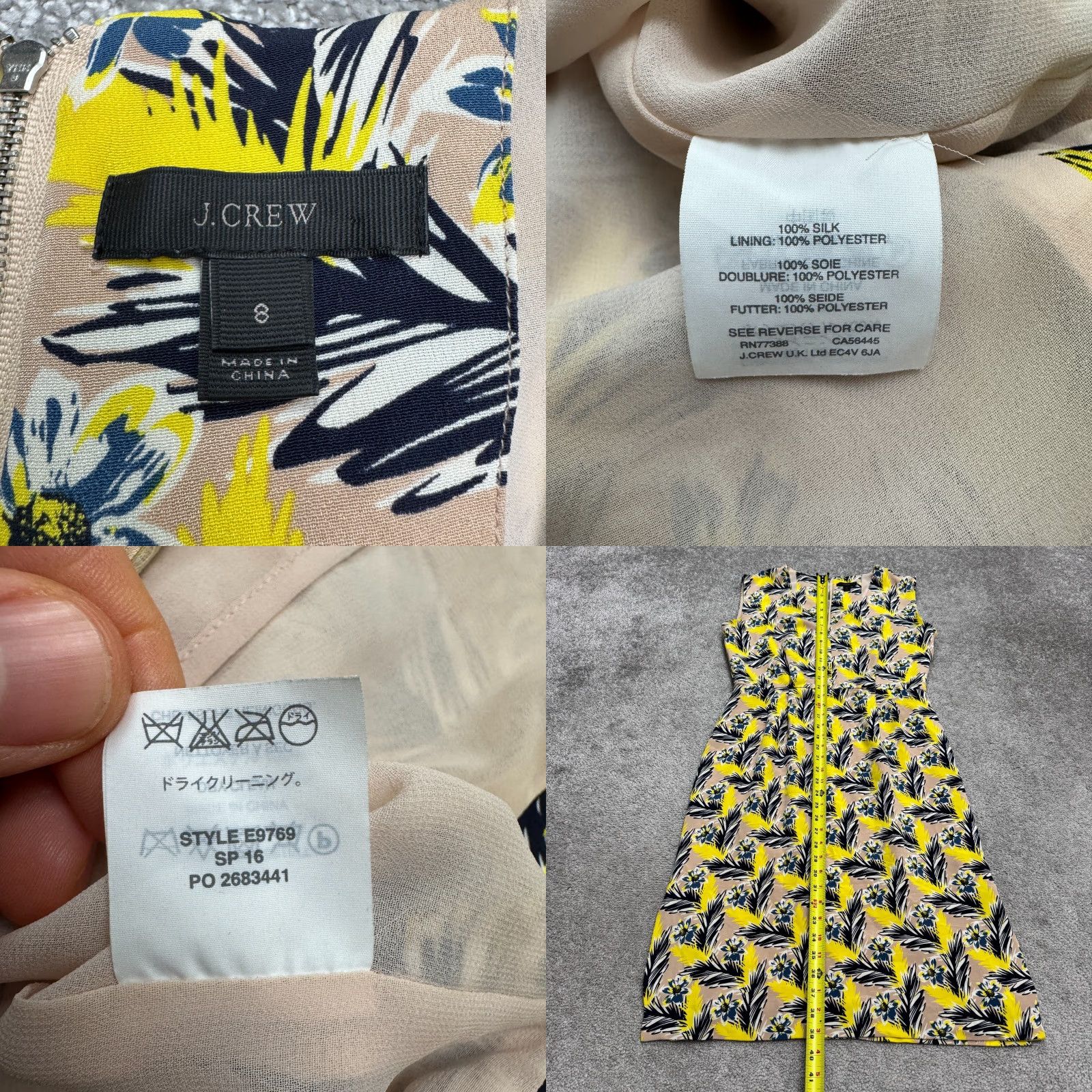 J.Crew J.Crew Silk Midi Sheath Dress Womens 8 Yellow Blue Floral Sleeveless Sundress Size M / US 6-8 / IT 42-44 - 8 Thumbnail