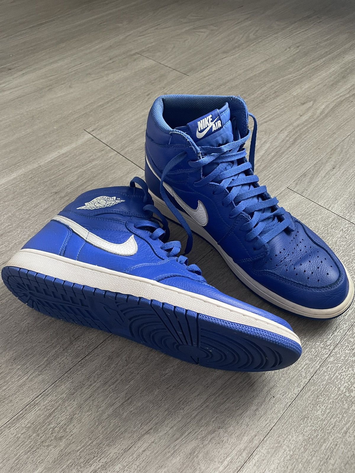 image of Jordan Nike Air Jordan 1 Retro High Hyper Royal Shoes in Blue, Men's (Size 12)