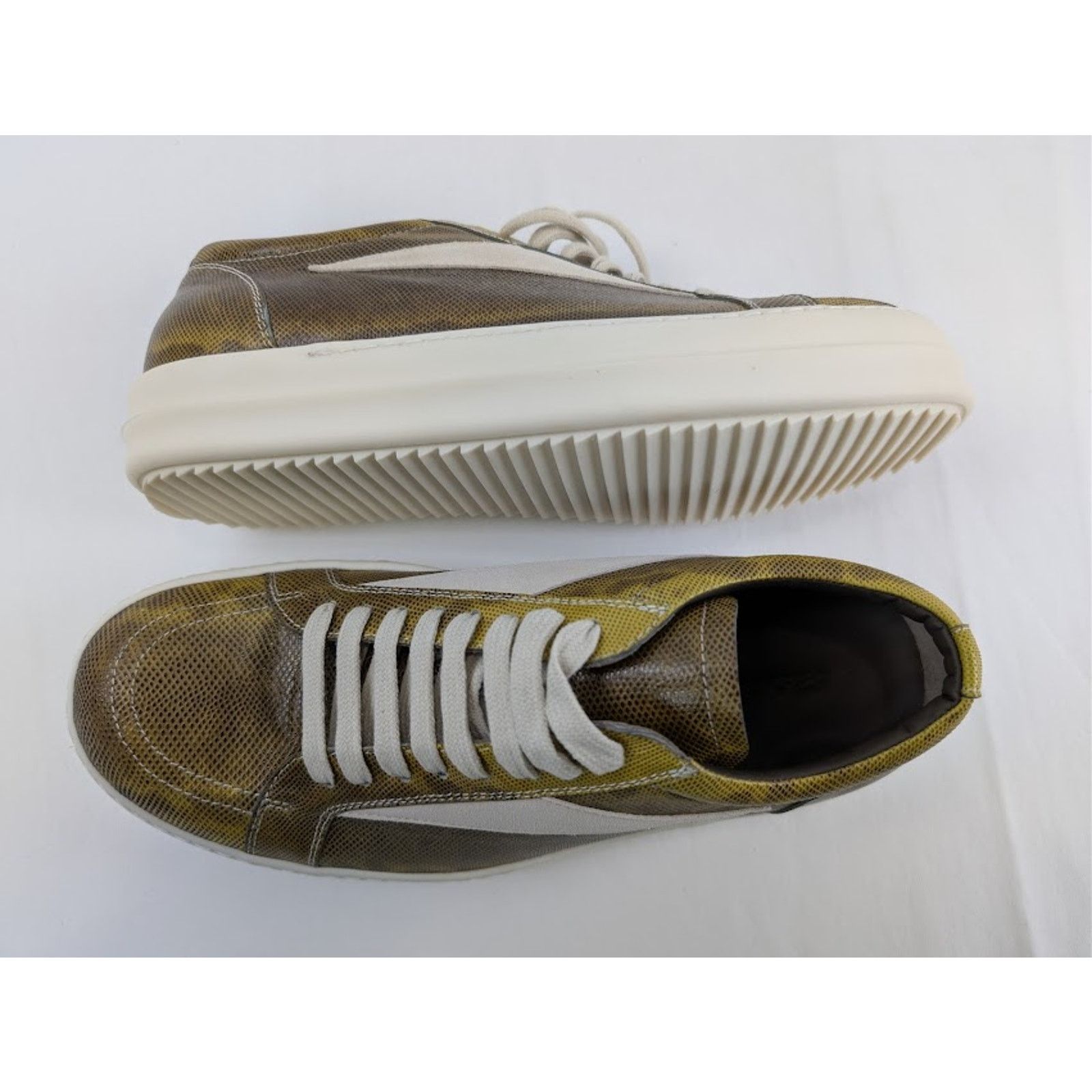Rick Owens o1rshd1 Hollywood Vintage Sneakers in Acid / Milk / Milk Size US 7 / EU 40 - 1 Thumbnail
