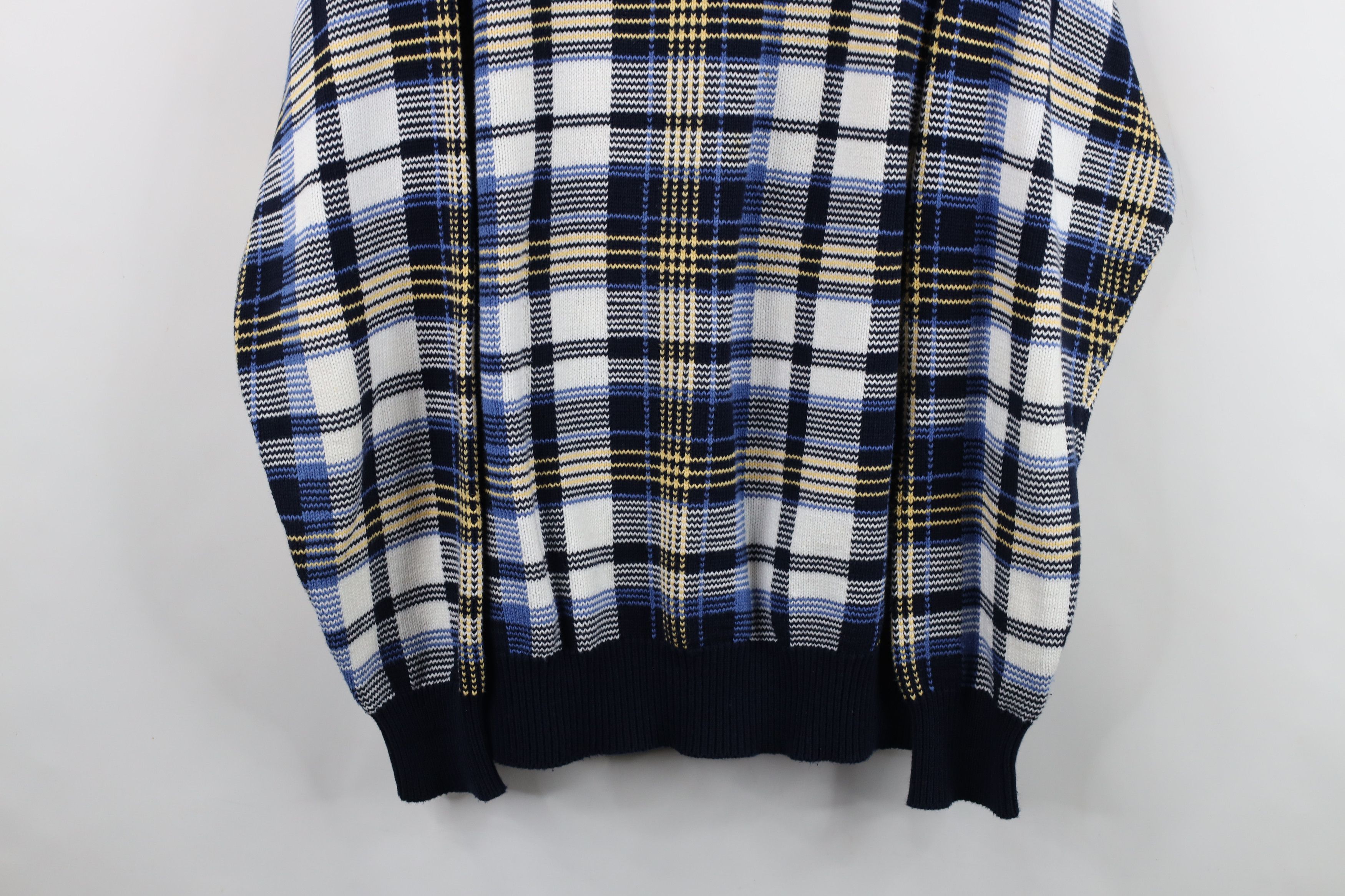 Nautica Vintage 90s Nautica Plaid Knit Crewneck Sweater Cotton Size US L / EU 52-54 / 3 - 3 Thumbnail