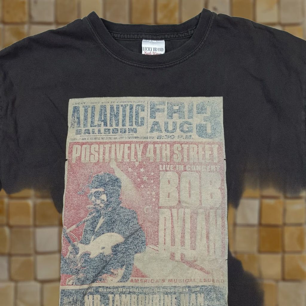 Lucky Brand VINTAGE Lucky Brand Bob Dylan Rock Music Band Tour Retro T Shirt Mens M Black Cotton Graphic Print 90s Century Size US M / EU 48-50 / 2 - 1 Thumbnail