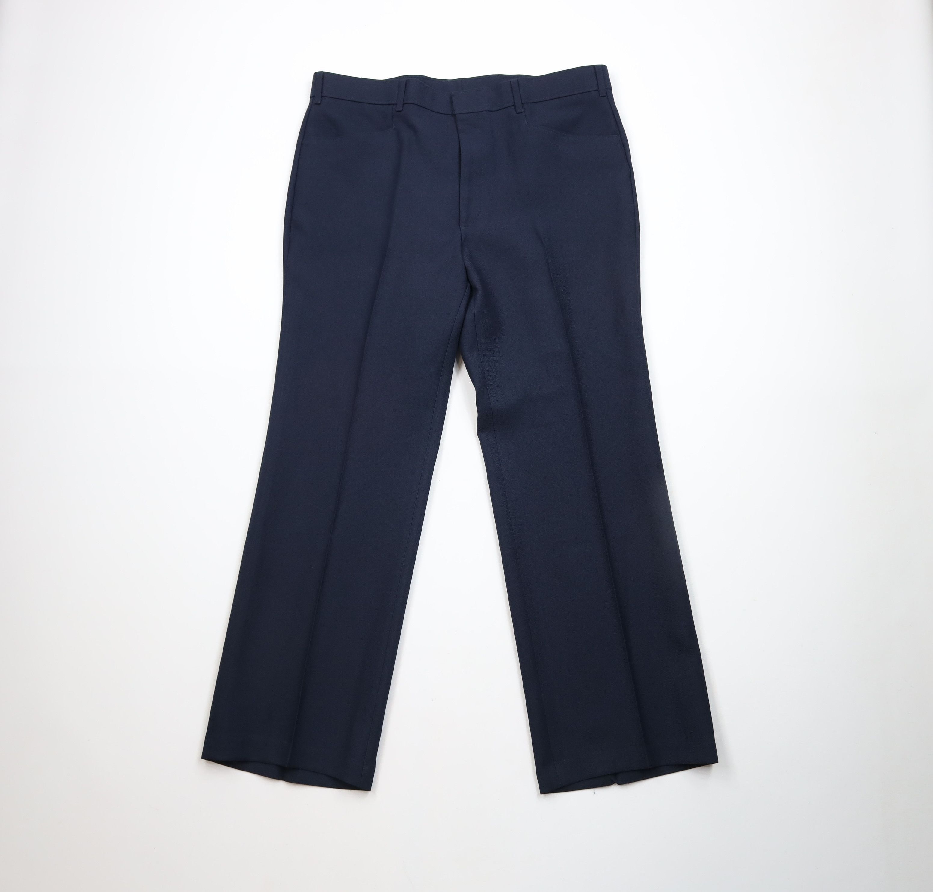 Levi's × Vintage Vintage 70s Levis Bell Bottoms Chino Pants Navy Blue USA Size US 36 / EU 52 - 1 Thumbnail