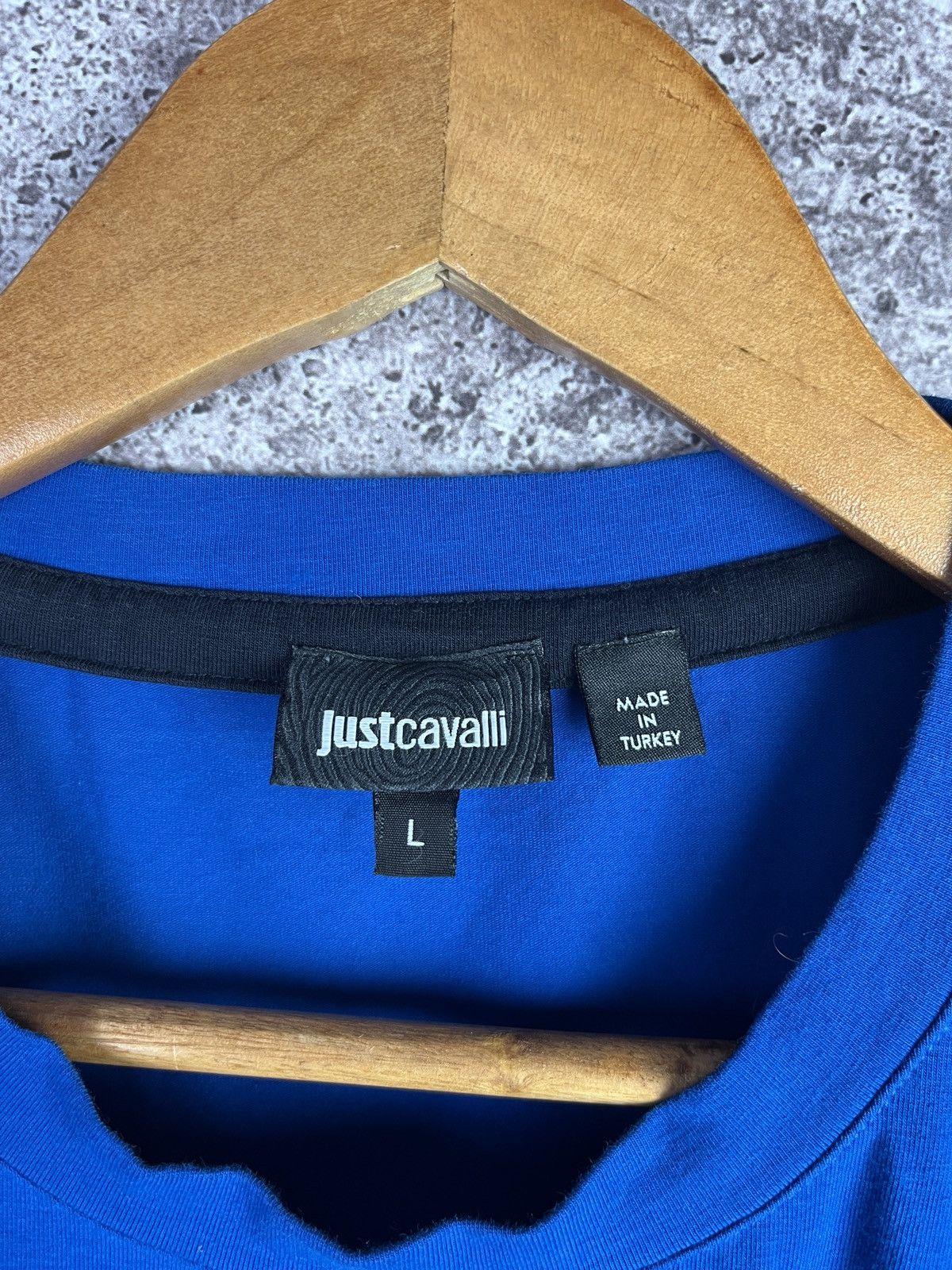 Just Cavalli Blue Snake Crest T-Shirt Graphic Stretch Cotton Designer Y2K Size US L / EU 52-54 / 3 - 2 Thumbnail