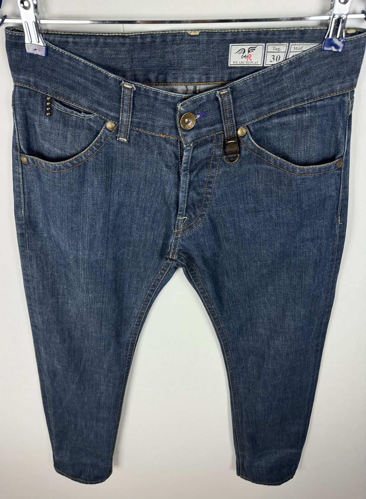 Designer Replay Guccio Low Waist Slim Stretch Waxed Denim Jeans Size US 30 / EU 46 - 3 Thumbnail
