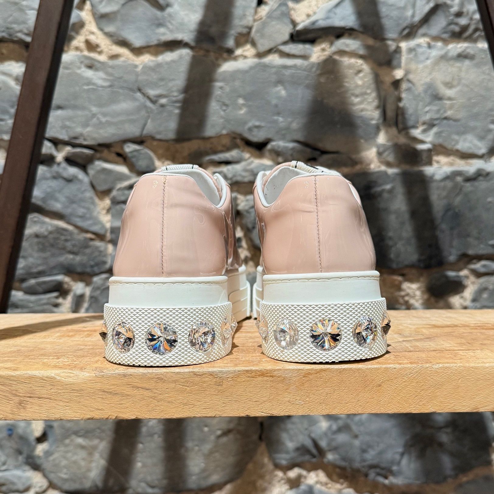 Miu Miu Miu Miu Pink Patent Crystal Heel Platform Sneakers Size US 6 / IT 36 - 7 Thumbnail