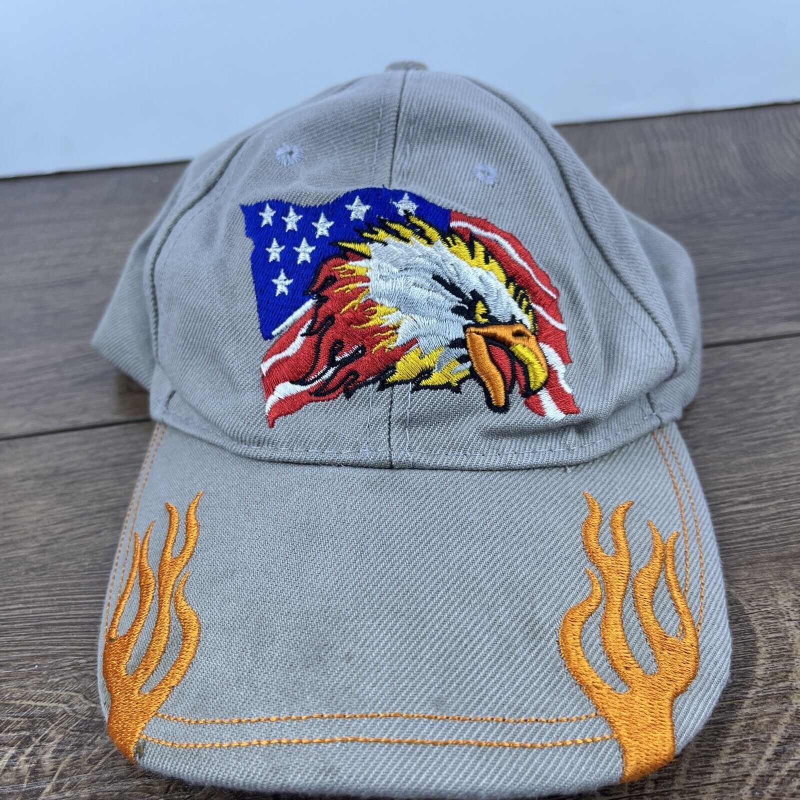 Other Bald Eagle Hat USA Flag Flames Hat Gray Hat Adjustable Adult Size ONE SIZE - 1 Thumbnail