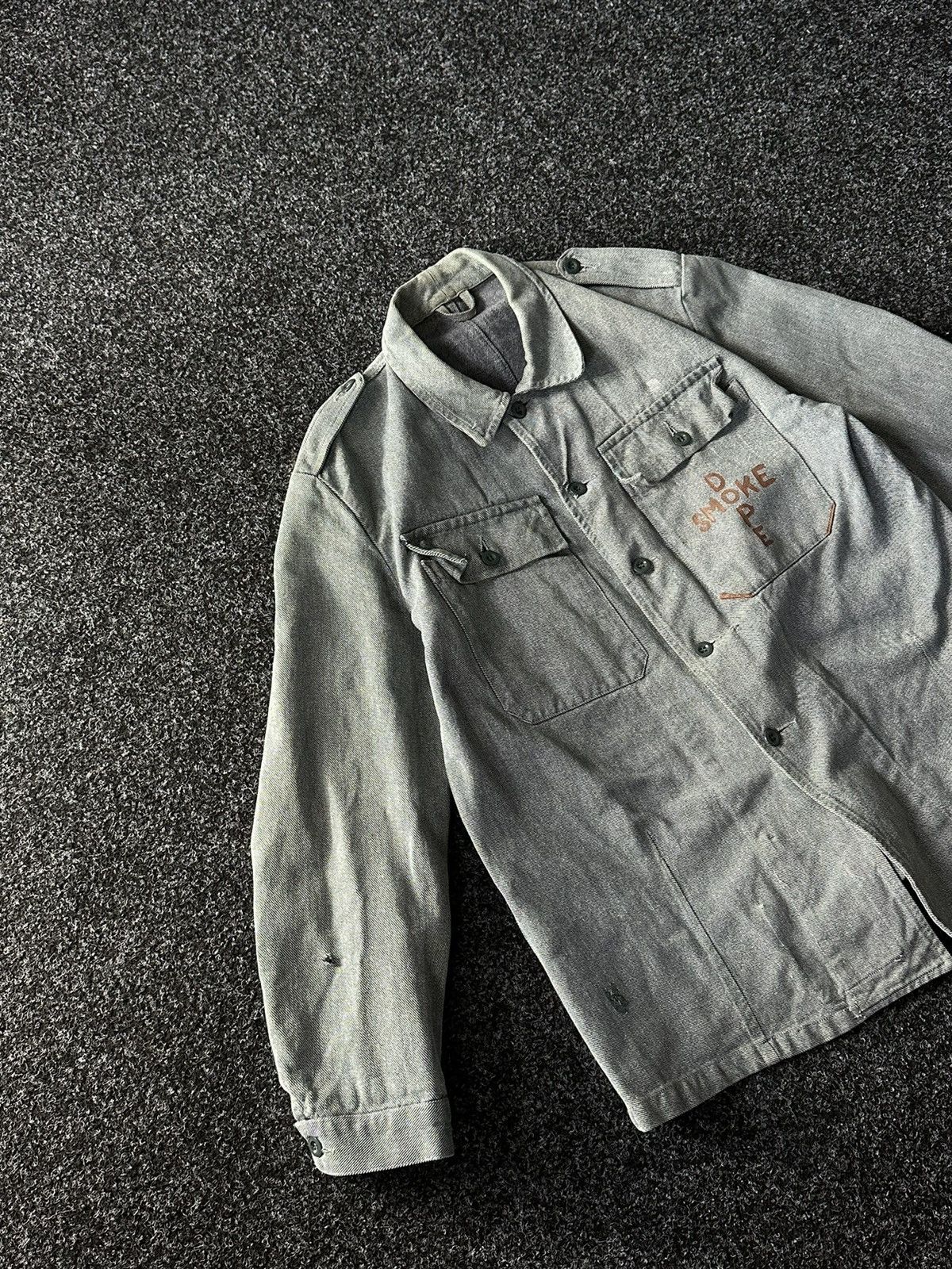 Japanese Brand VINTAGE 🚨 SMOKE-DOPE denim jacket distressed rare custom 80s Size US L / EU 52-54 / 3 - 2 Thumbnail