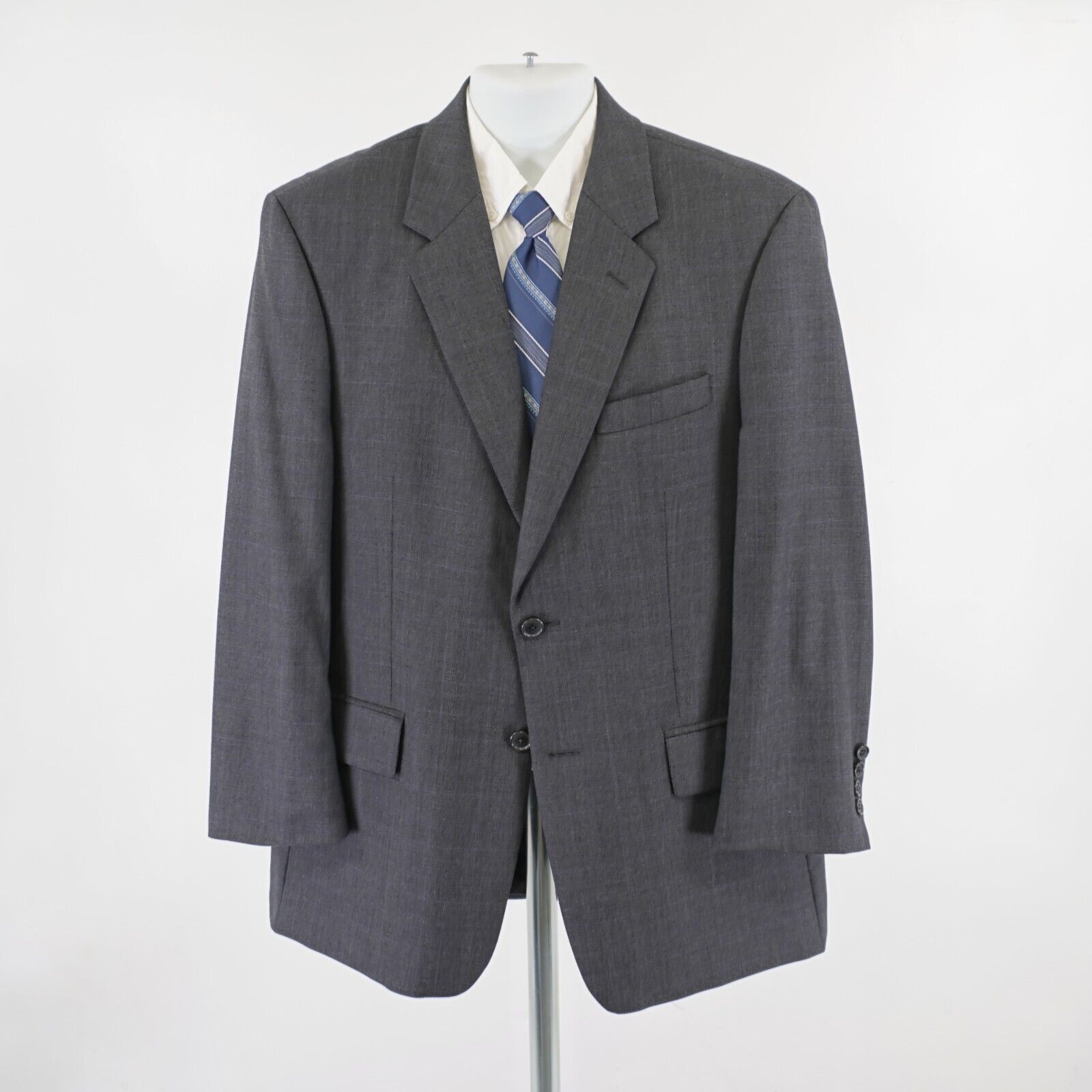 Ralph Lauren Ralph Lauren Wool Cashmere Gray Plaid Blue Windowpane 2 Butt Size 42R - 4 Thumbnail