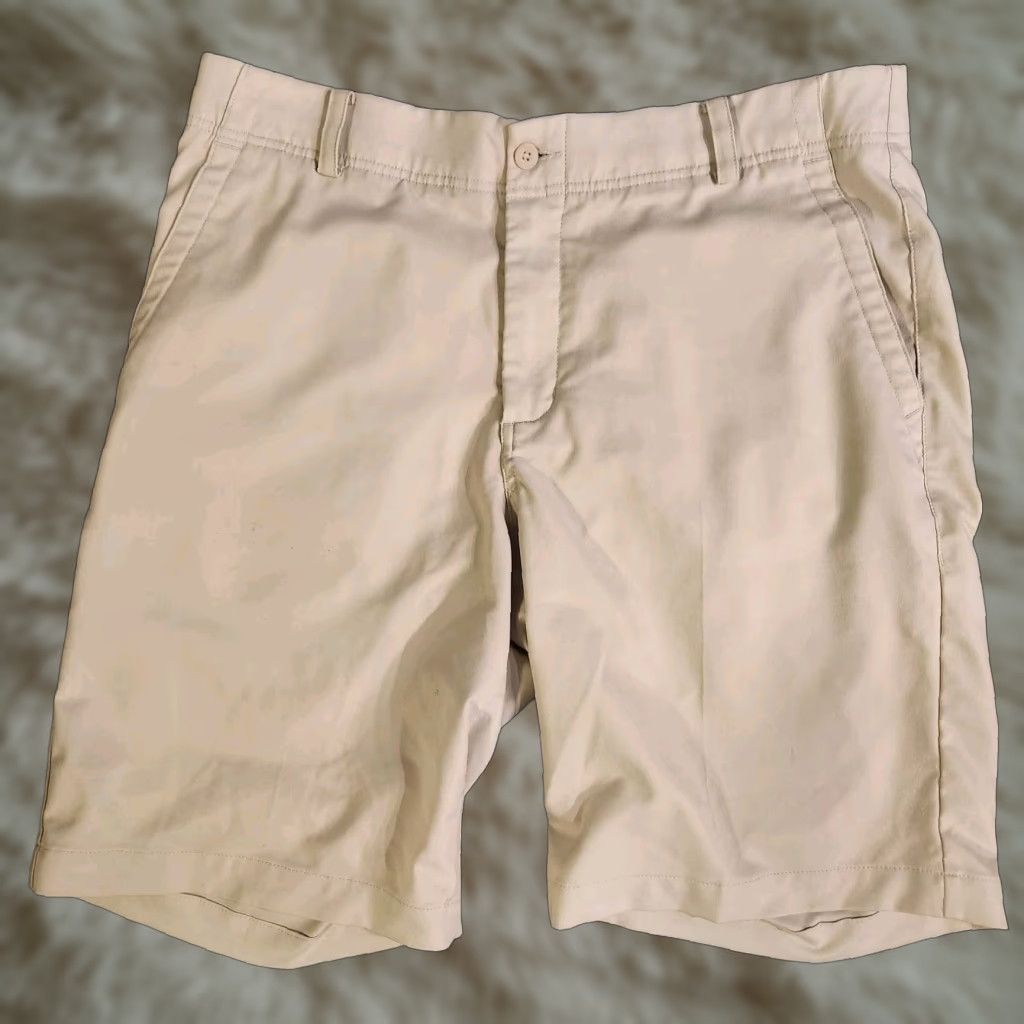 Nike Nike Dri Fit Golf Performance Shorts Men 34 Beige Tan Flat Front Stretch 5-Pocket Logo Zip Pockets Casual Sports Modern Golf Size US 34 / EU 50 - 1 Thumbnail