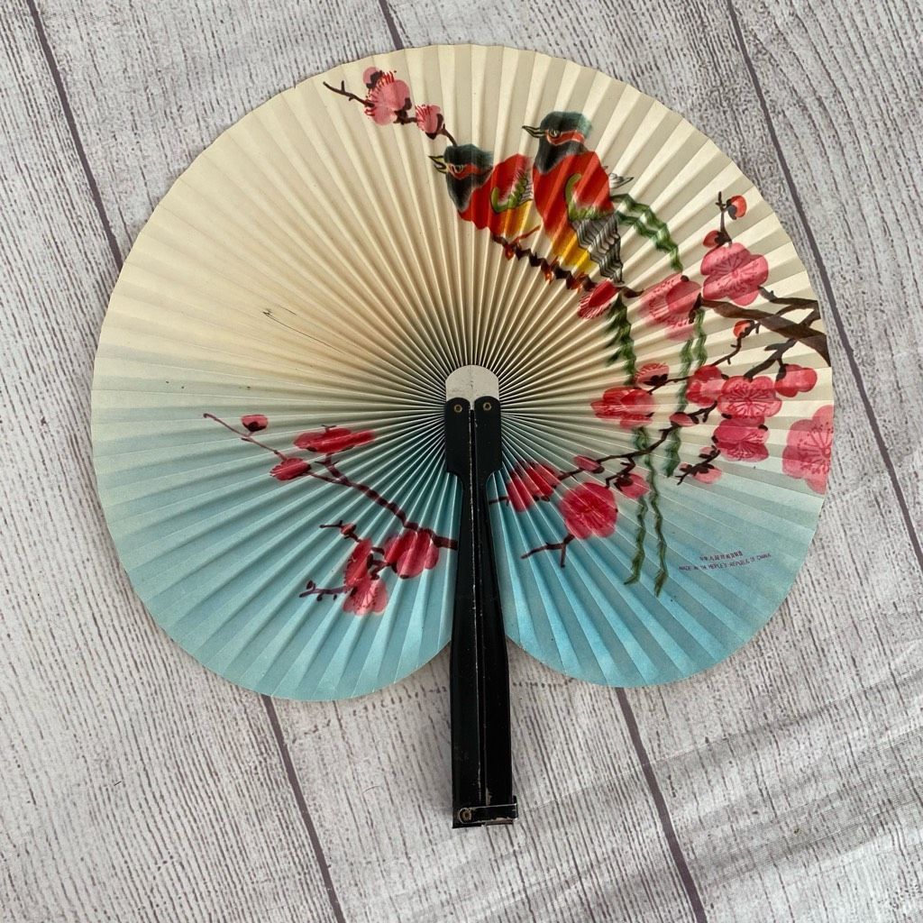 Other Vintage 1990’s bird/floral print accordion fan w/black handl Size ONE SIZE - 1 Thumbnail