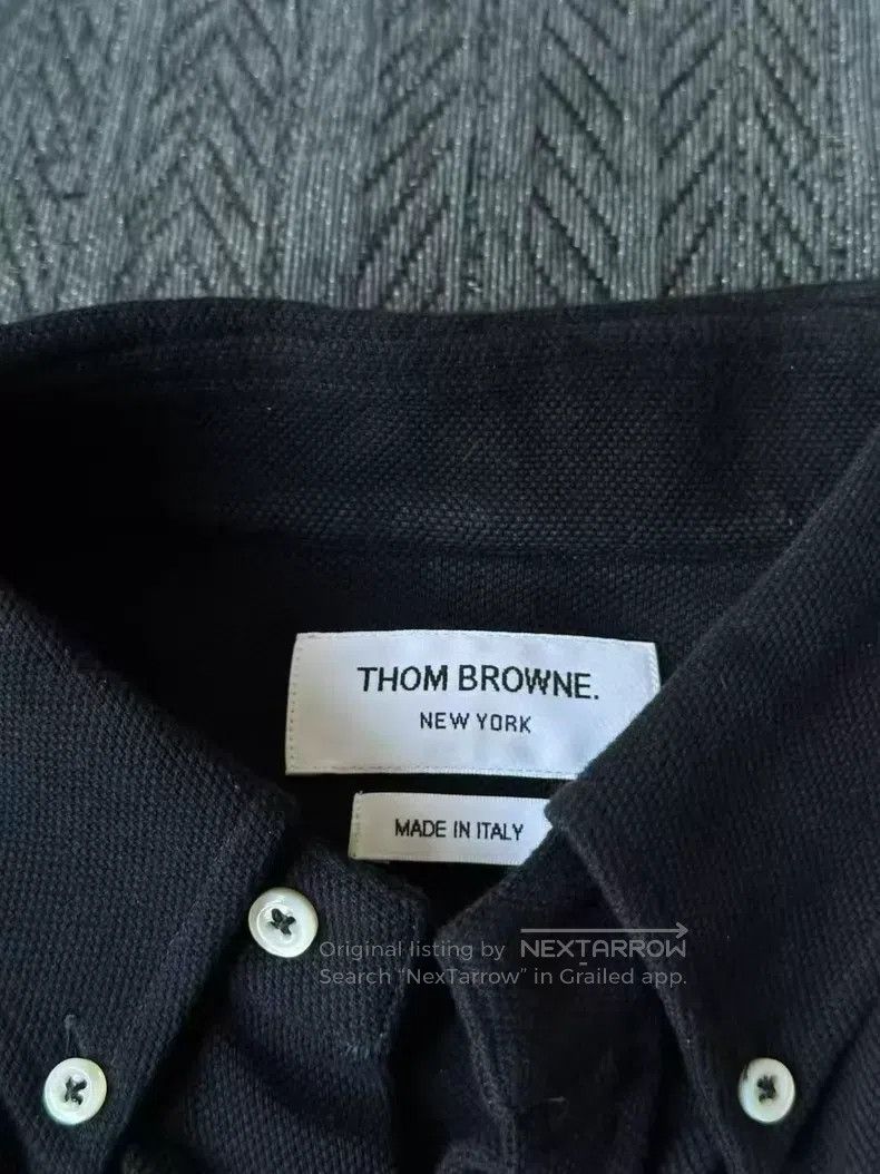 Thom Browne Thom Browne Navy Blue Double Sleeve Label Shirt Size US XL / EU 56 / 4 - 3 Thumbnail