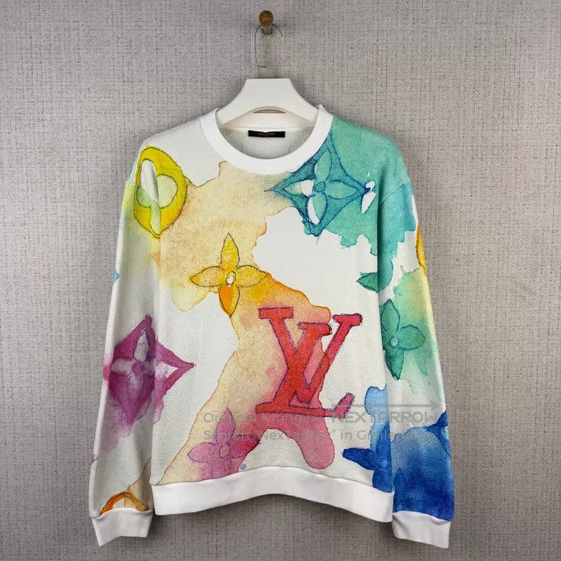 Louis Vuitton Louis Vuitton Three-flower ink printed round collar sweats Size US XXL / EU 58 / 5 - 1 Thumbnail