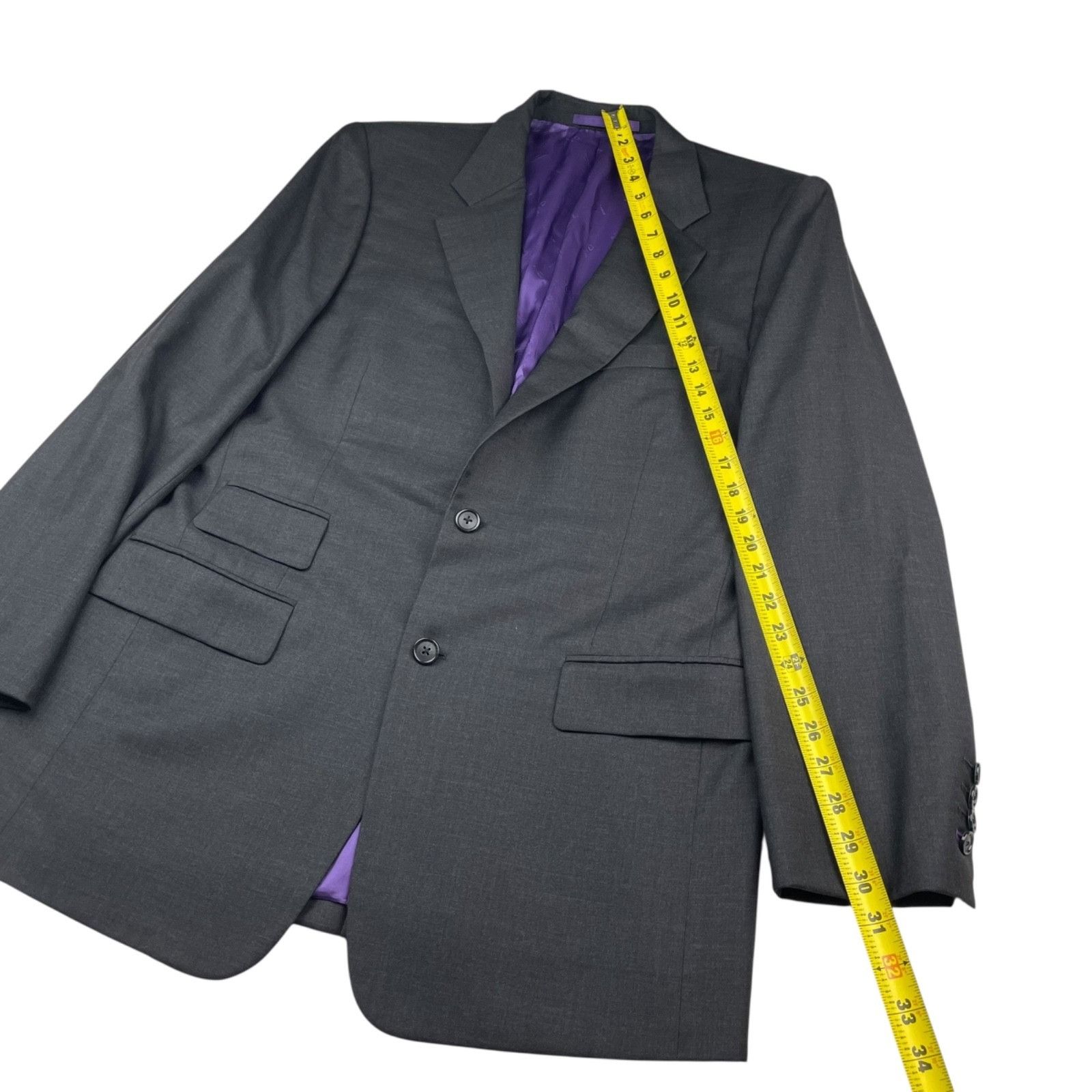 Other Dormeuil Men's 100% Wool Surgeon's Cuffs Suit Charcoal Gray Size 38S - 6 Thumbnail