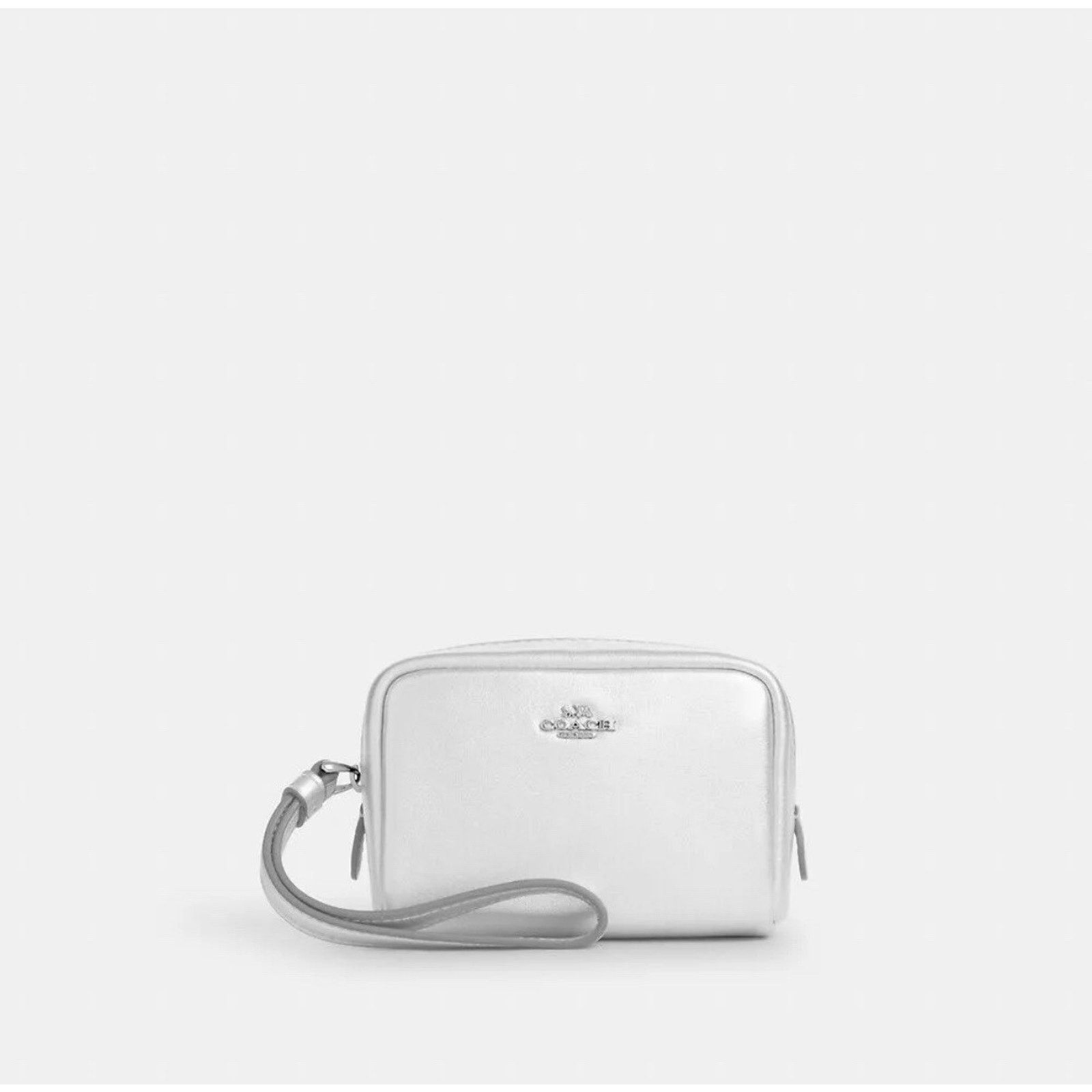 Coach NWT Coach Pouch Wristlet CW420 Silver/Light Silver Super Size ONE SIZE - 4 Thumbnail