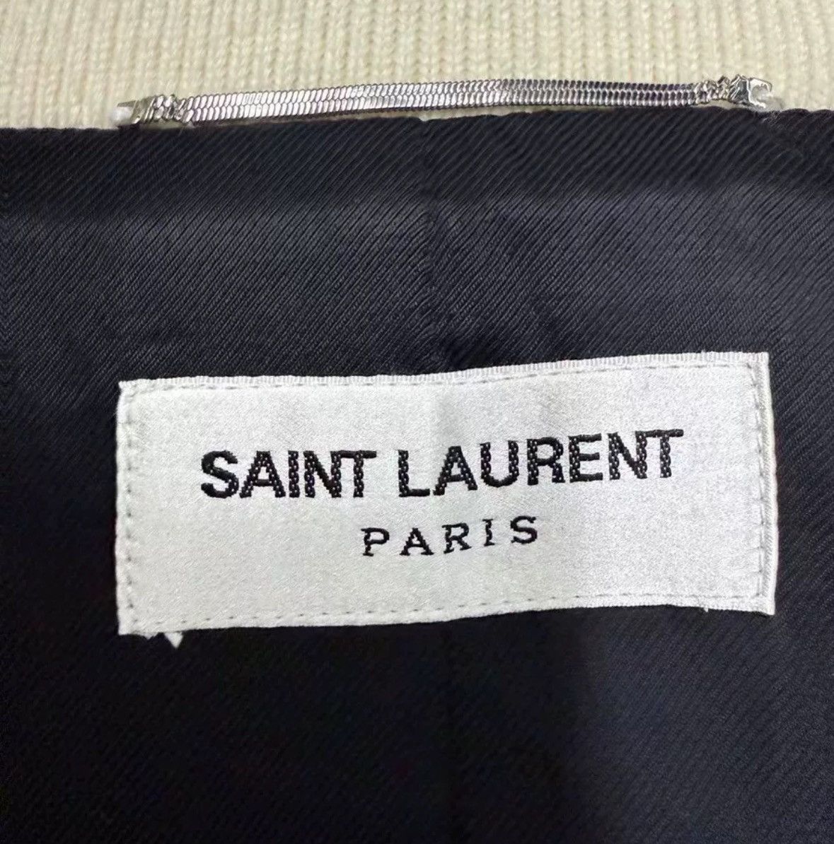 Saint Laurent Paris × Yves Saint Laurent Saint Laurent SLP White Baseball Jacket 2412-Nextarrow Size US M / EU 48-50 / 2 - 5 Thumbnail