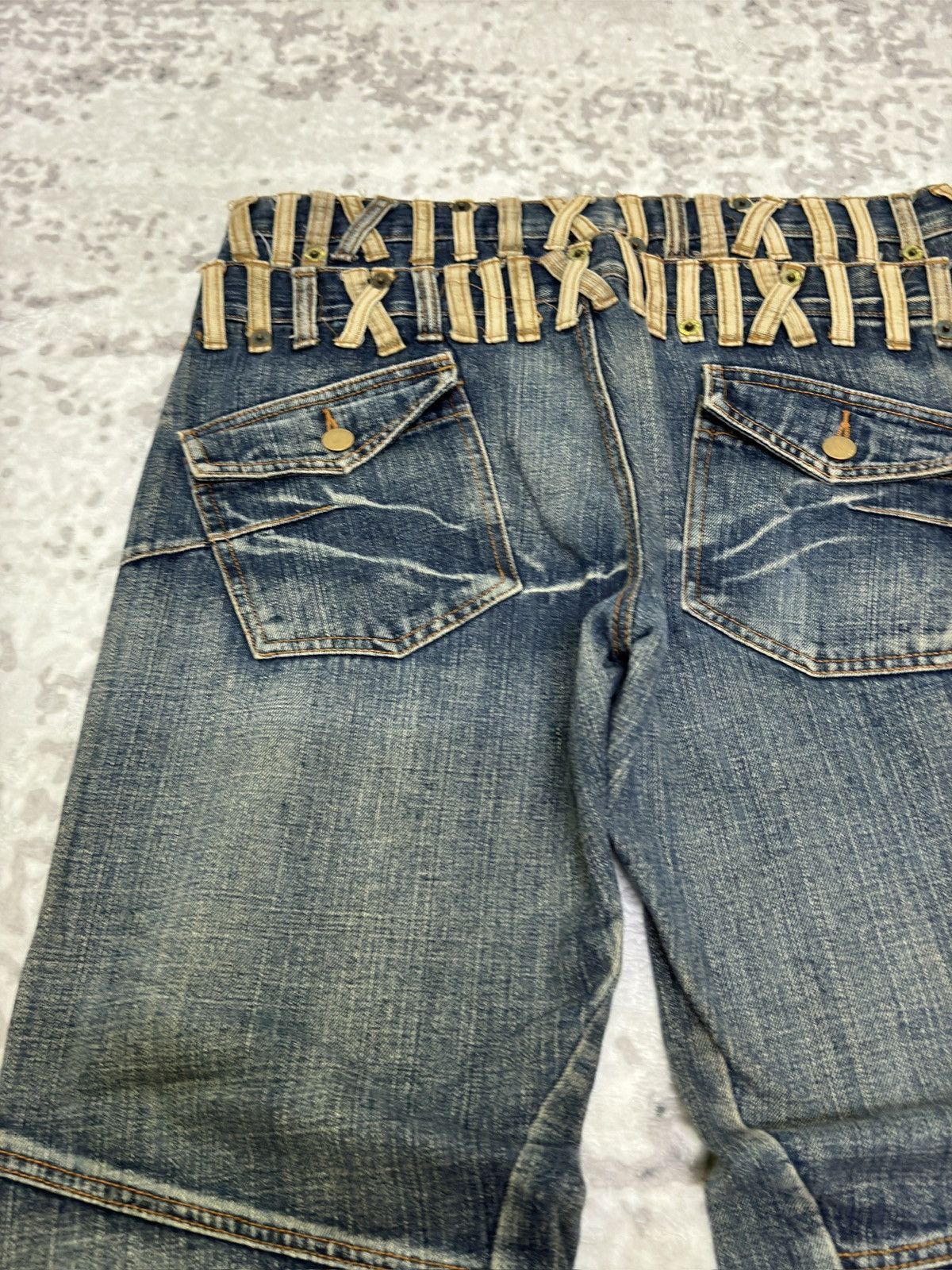 Le Grande Bleu (L.G.B.) Vintage Camel Active Double Waist Muddy Acid Wash Jeans Size US 32 / EU 48 - 9 Thumbnail