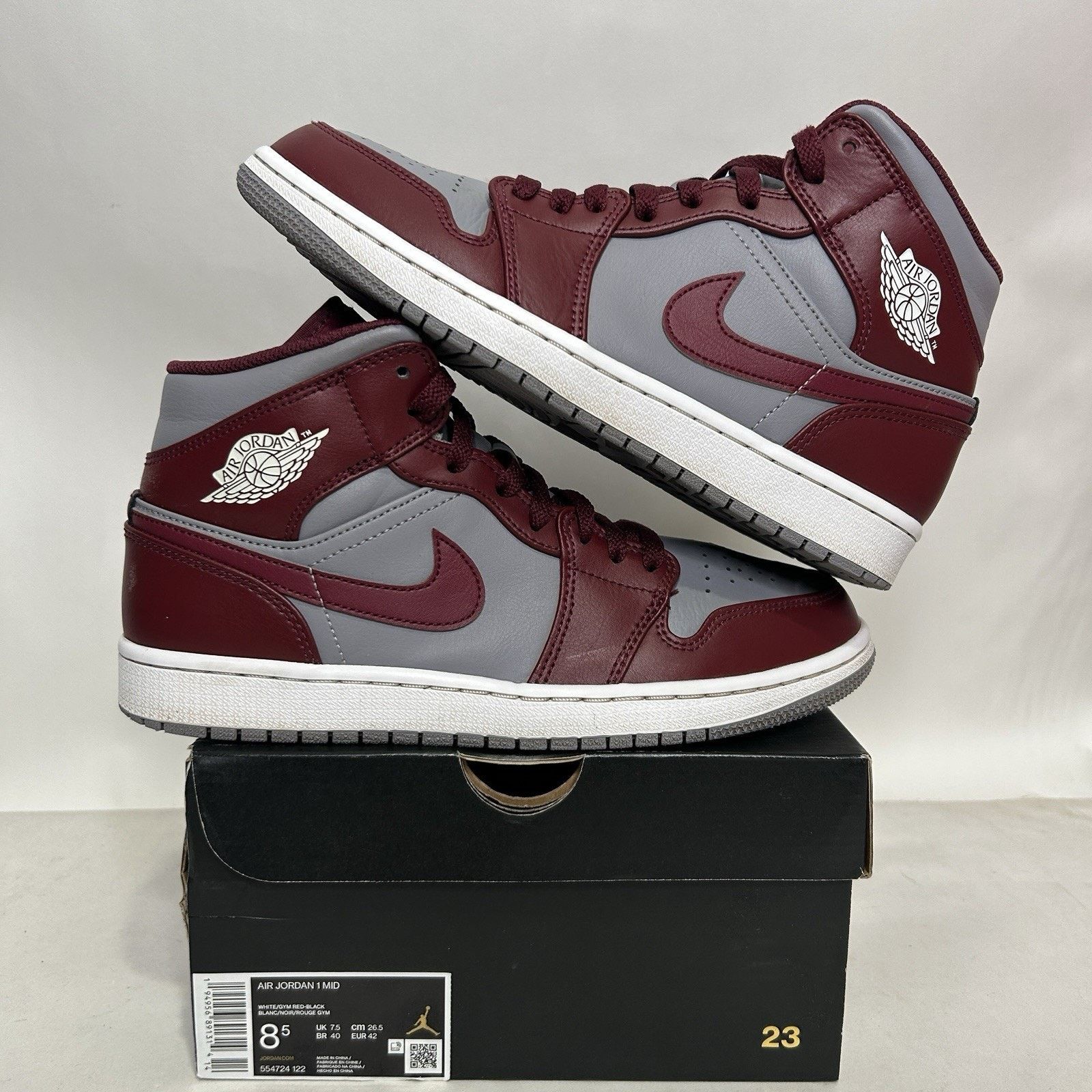 Jordan Brand Nike Air Jordan 1 Mid “Cherrywood/Red Grey” Size US 8.5 / IT 38.5 - 1 Thumbnail