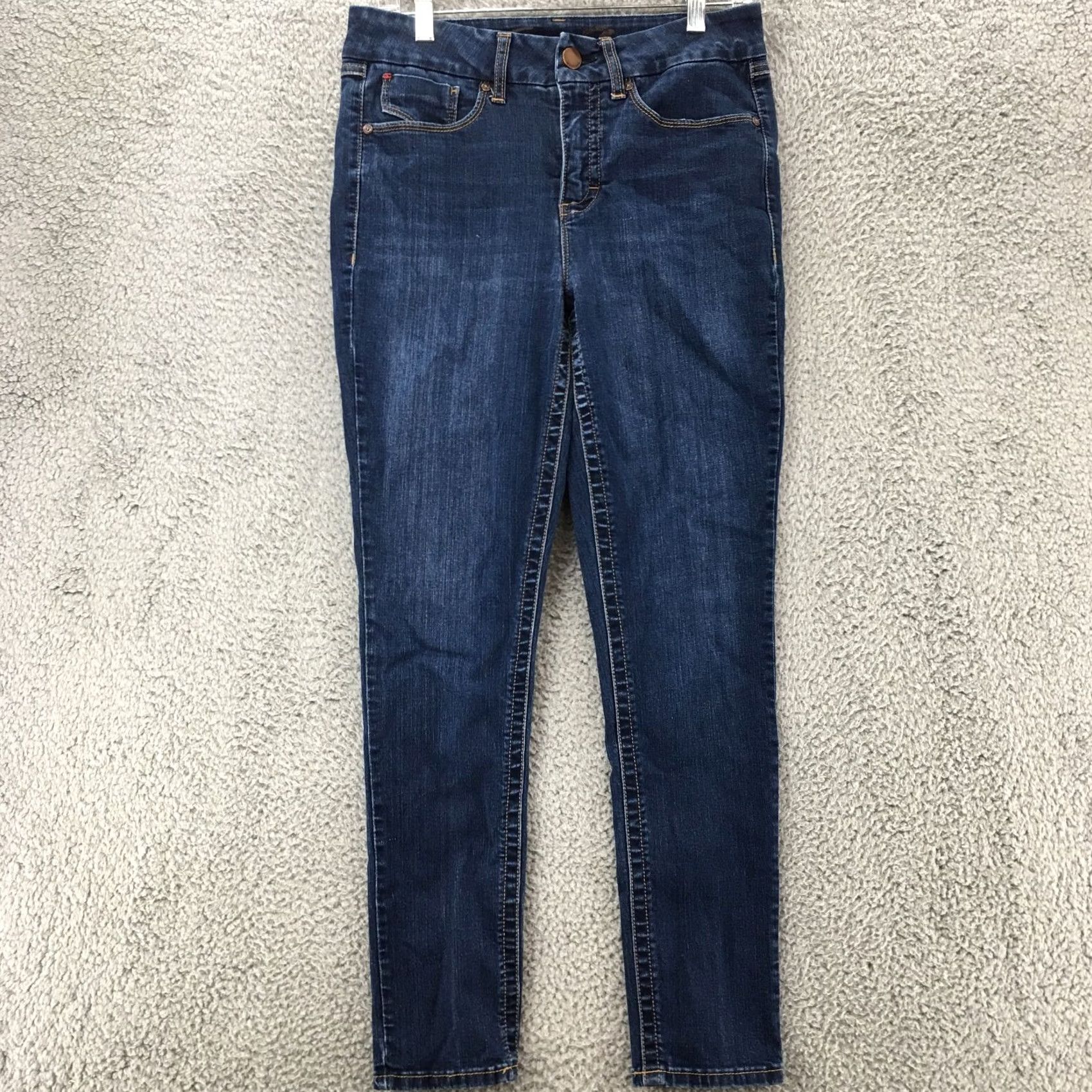 Vintage Seven7 Skinny Jeans Womens 8 Blue Dark Wash Denim Zip Fly 5 Pockets Mid Rise Jeans Size 30" / US 8 / IT 44 - 2 Thumbnail