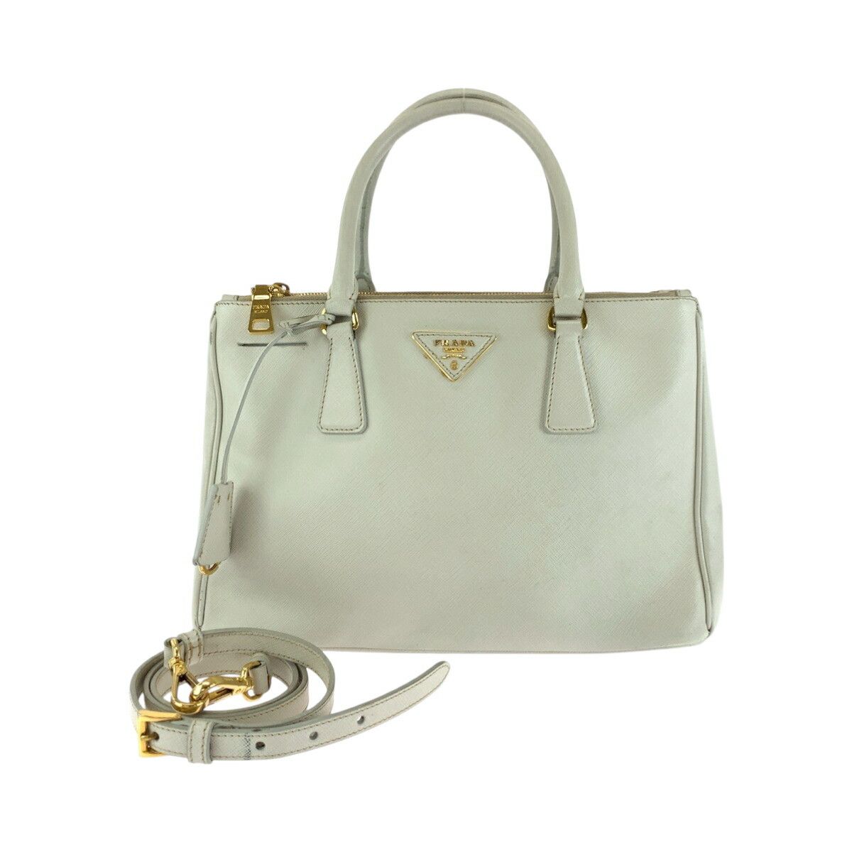 Prada Prada Saffiano Galleria 2Way Bag Leather Bn2863 Leather Shoulder Bag Bn2863 in White, Women's
