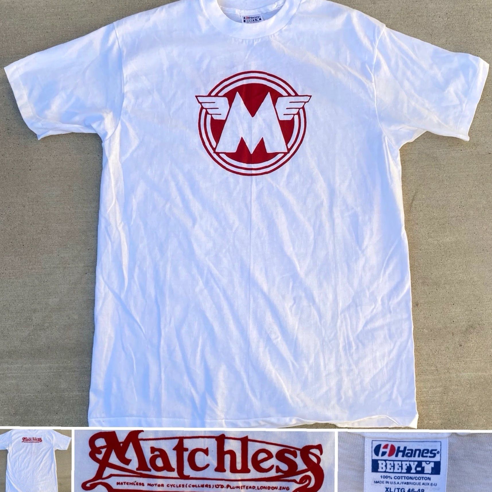 Hanes VINTAGE Hanes Beefy-T T Shirt Motorcycle Single Stitch XL White Mens Size US XL / EU 56 / 4 - 2 Thumbnail
