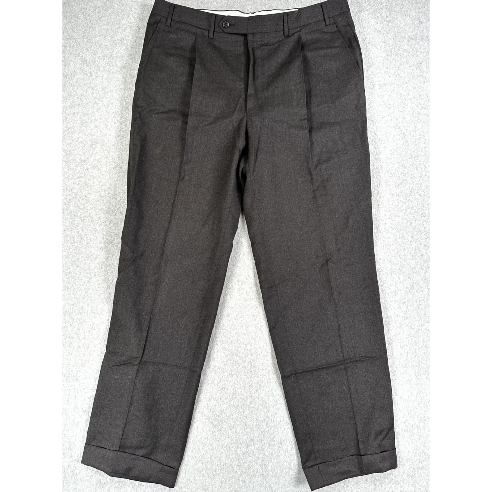 Canali Canali Dress Pants 36 Wool Mens 36x31 Gray Pleated Front Straight Leg Trousers Size US 36 / EU 52 - 2 Thumbnail