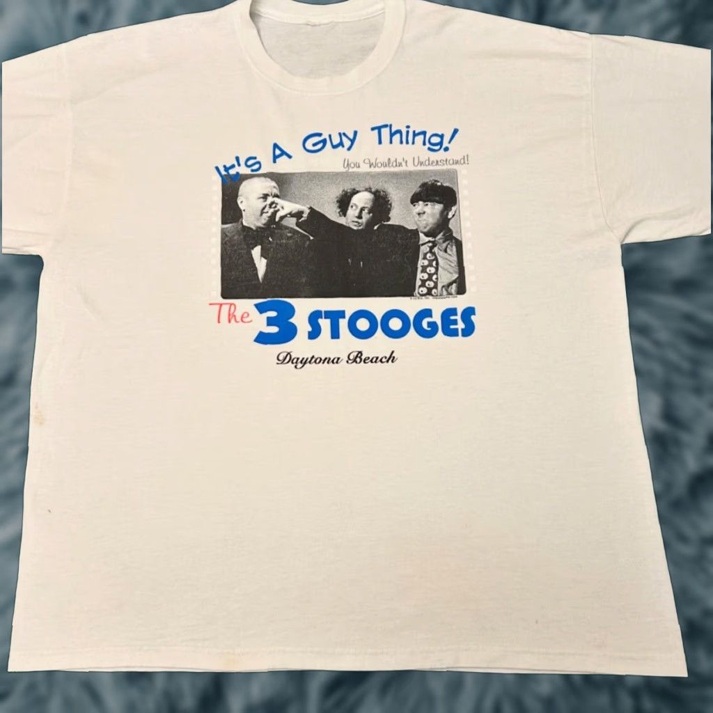 Vintage VINTAGE 90s Three Stooges It’s A Guy Thing Movie Shirt Mens XL White Short Sleeve Size US XL / EU 56 / 4 - 1 Thumbnail