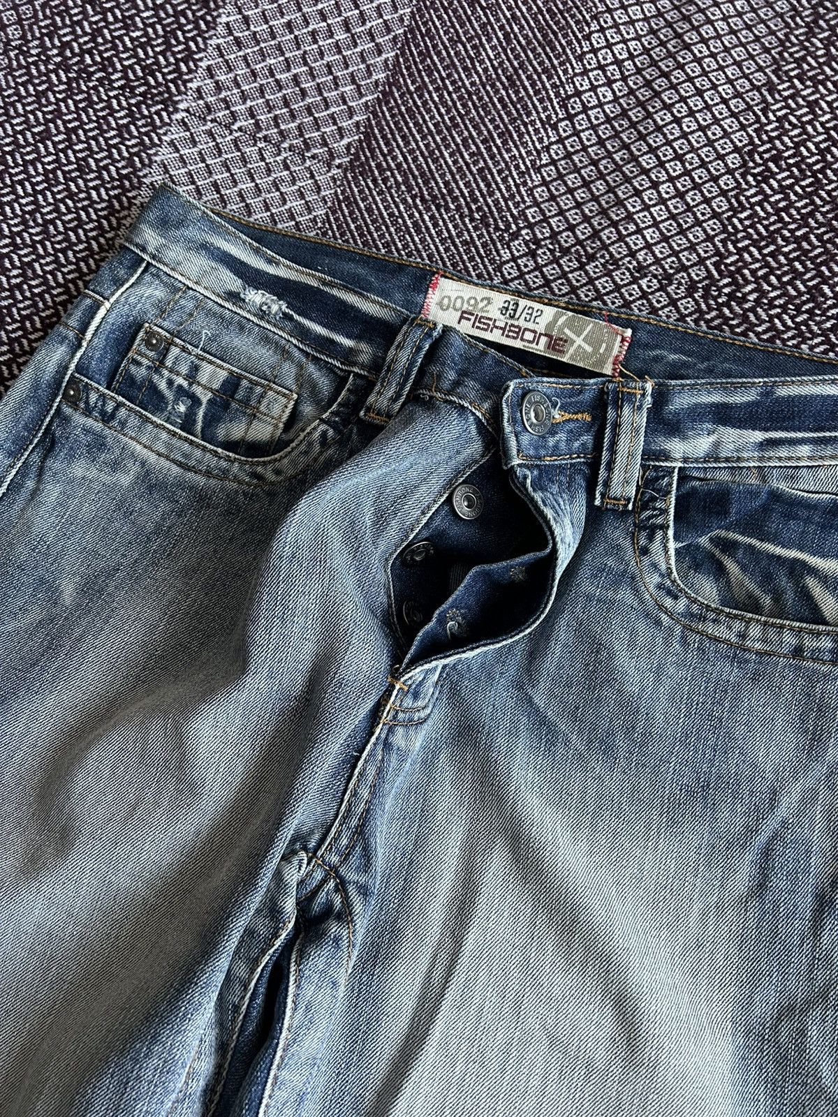 Japanese Brand Fishbone Japanese Style Faded Washed Jeans Y2K Size 33 Rare Size US 33 - 16 Thumbnail