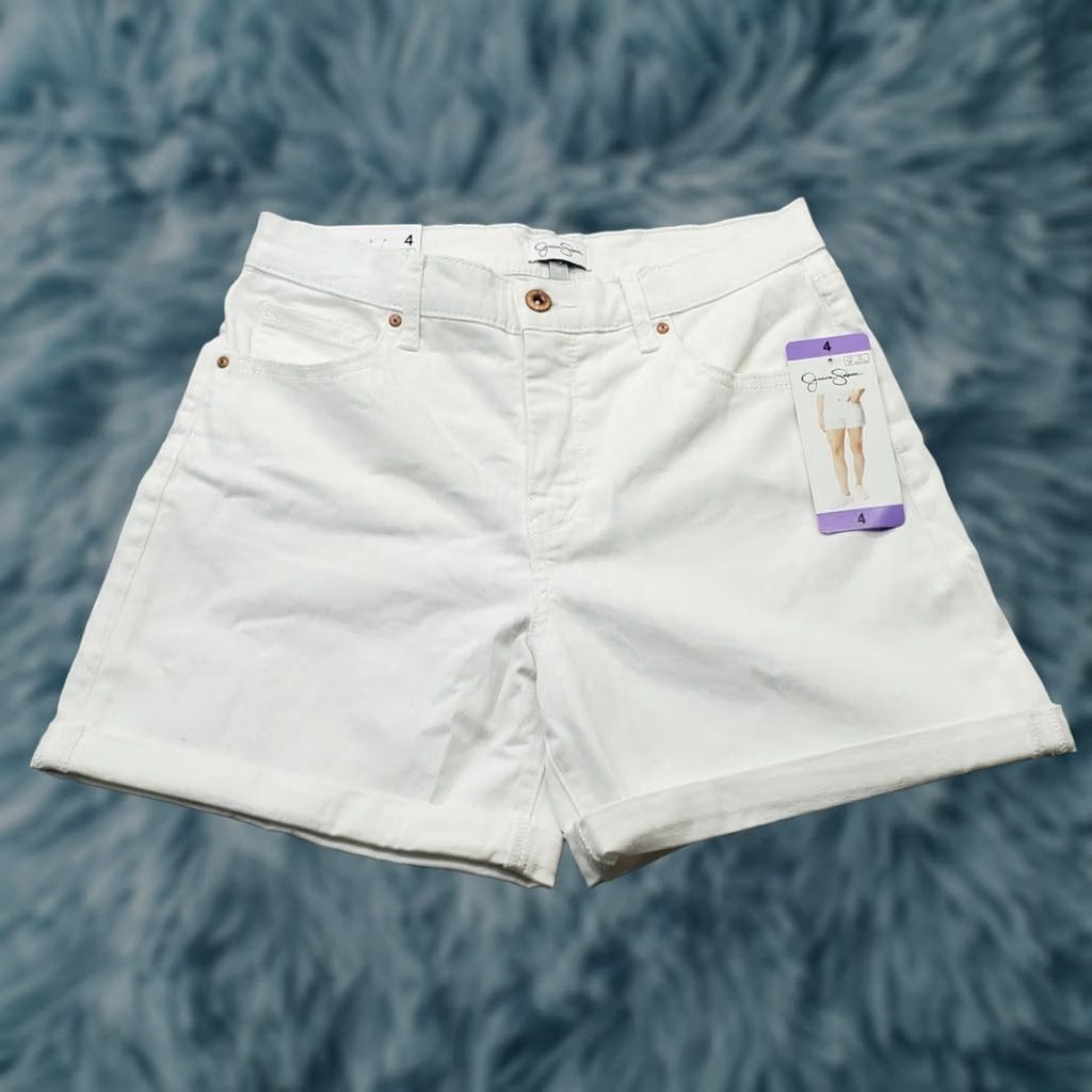 Jessica Simpson Jessica Simpson White Denim Rolled Shorts 4 Women 5-Pocket High Rise Casual Summer Beach Size 27" / US 4 / IT 40 - 1 Thumbnail