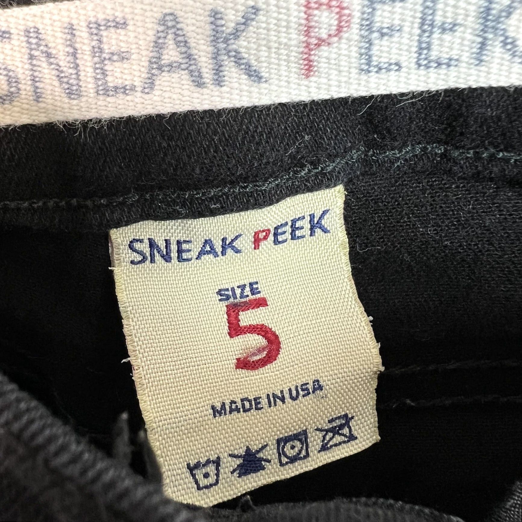 Vintage Sneak Peek Jeans Womens 5 Skinny Distressed Black Made In USA Denim Cotton Blend 30 in Waist 27 in Inseam Size 27" / US 4 / IT 40 - 7 Thumbnail