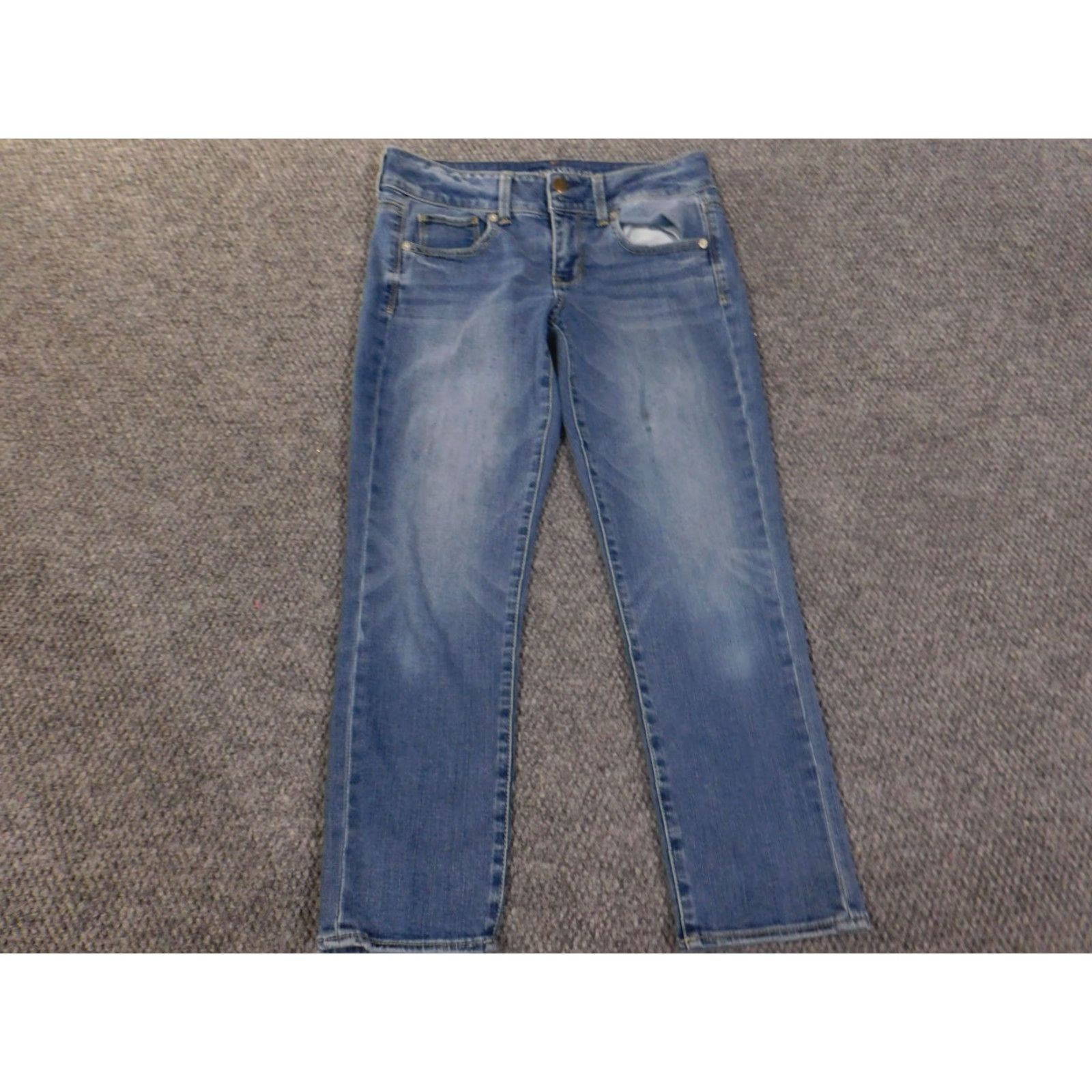 American Eagle Outfitters American Eagle Outfitters Jeans Womens 4 Cropped Denim Stretch Zipper Retro 28in Waist 24in Inseam Blue Size 28" / US 6 / IT 42 - 4 Thumbnail