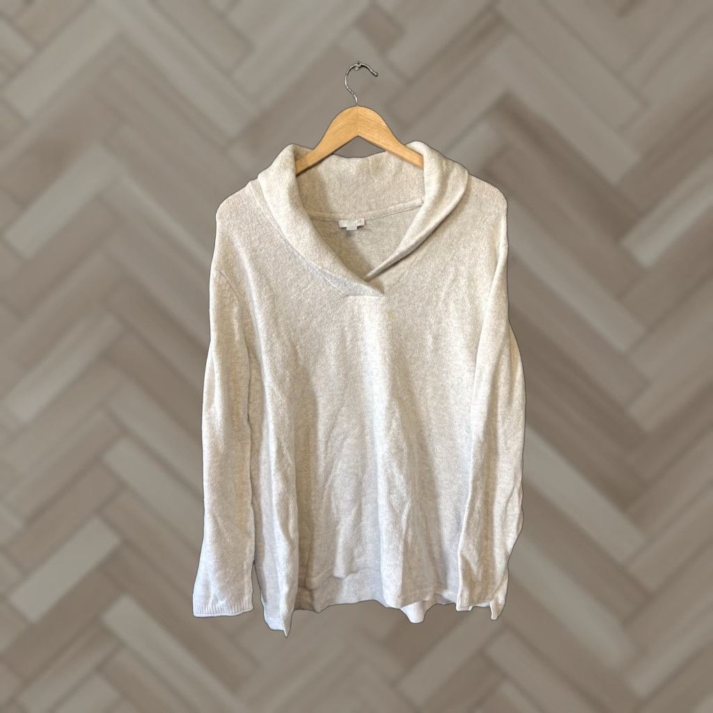 J. Jill J. Jill Womens Ivory Knit Pullover Sweater XL Folded Collar Shirt/ Sweater Size XL / US 12-14 / IT 48-50 - 1 Thumbnail