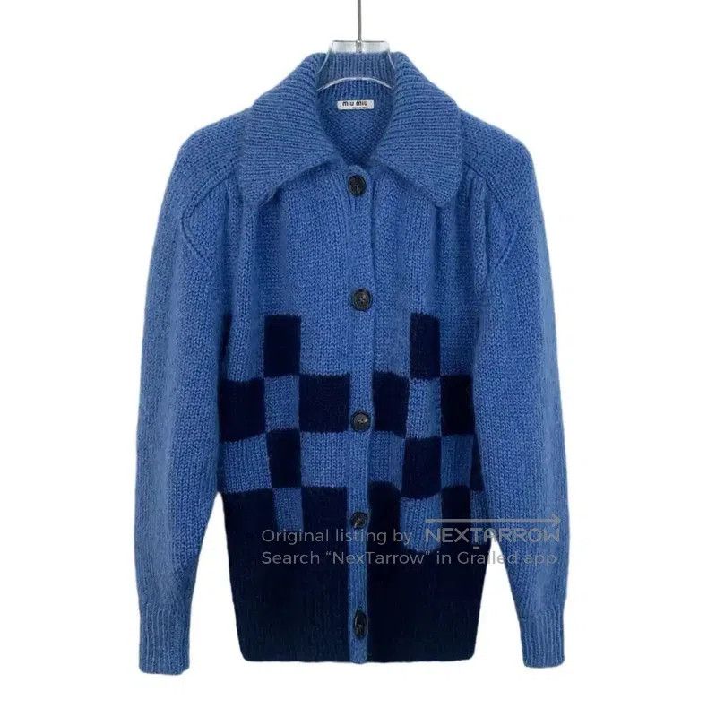 Miu Miu Miu Miu Blue Wool Sweater with Floral Print . Size XS / US 0-2 / IT 36-38 - 1 Thumbnail