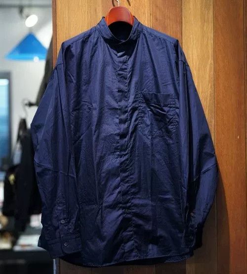 Porter Classic Porter Classic Blue Cotton Stand Collar Shirt Size US M / EU 48-50 / 2 - 1 Thumbnail