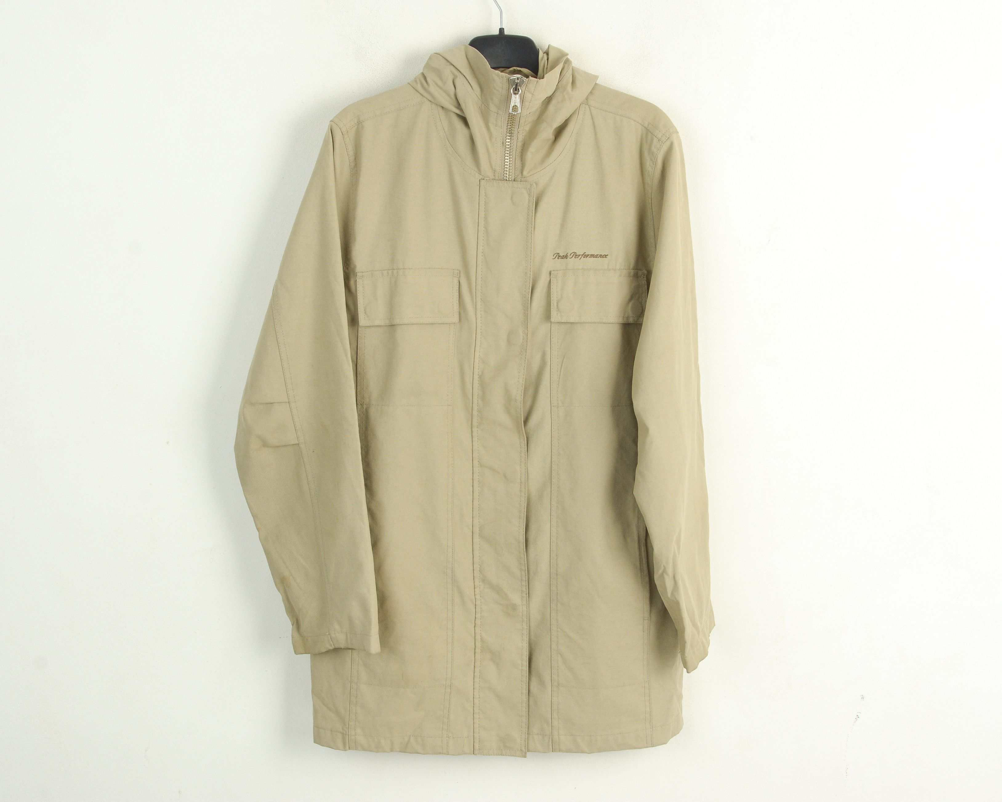 Peak Performance Women's M Jacket Coat Hooded Parka Raincoat Outdoor Beige Size M / US 6-8 / IT 42-44 - 1 Thumbnail