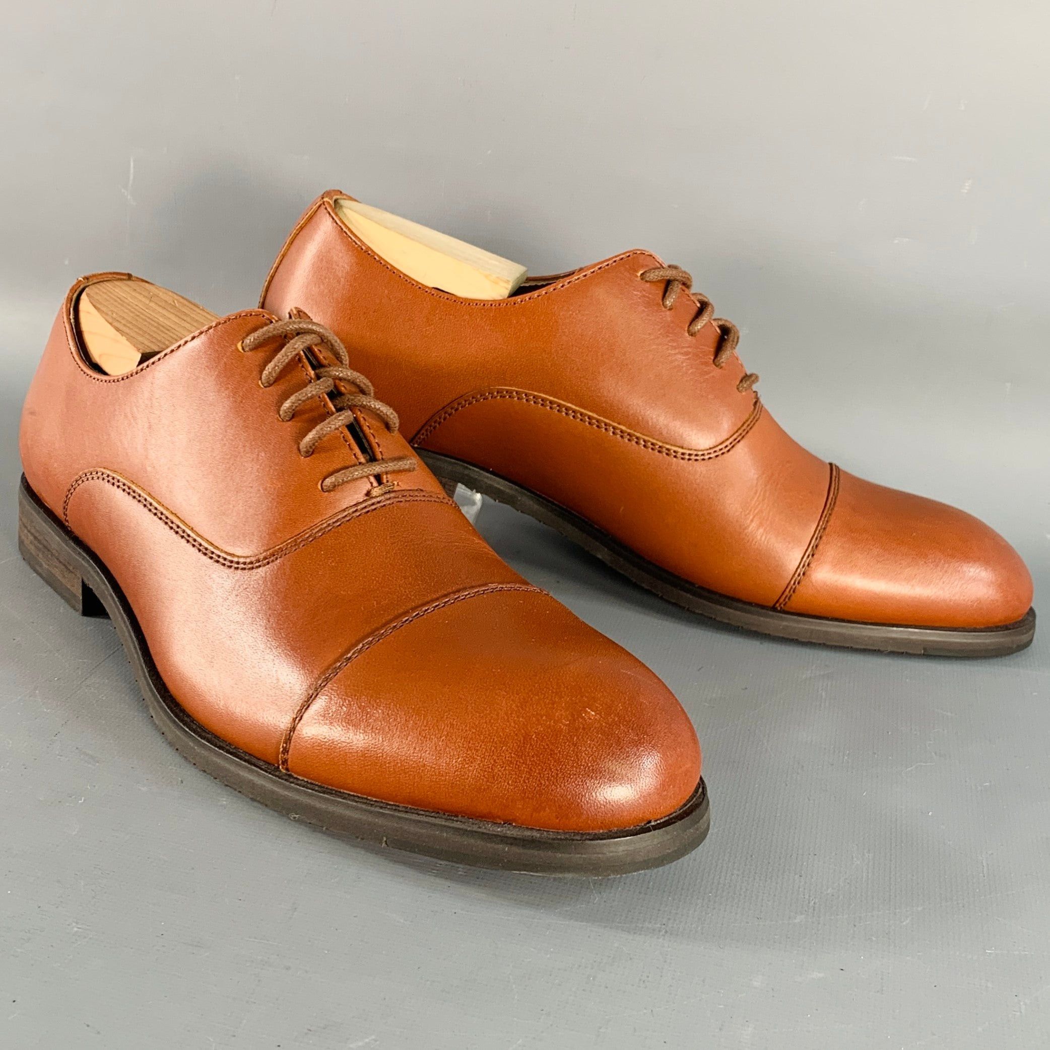 Frye 8.5 Tan Leather Cap Toe Oxford Lace-Up Shoes in Brown, Men's