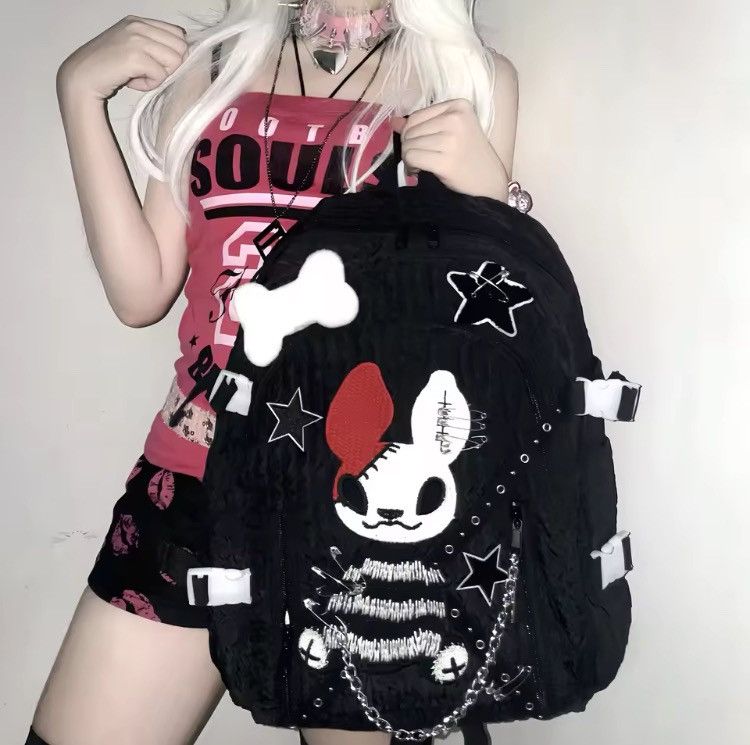 Other Y2K Punk Devil Rabbit Backpack –Handmade Bone Star Chain Bag Size ONE SIZE - 1 Thumbnail