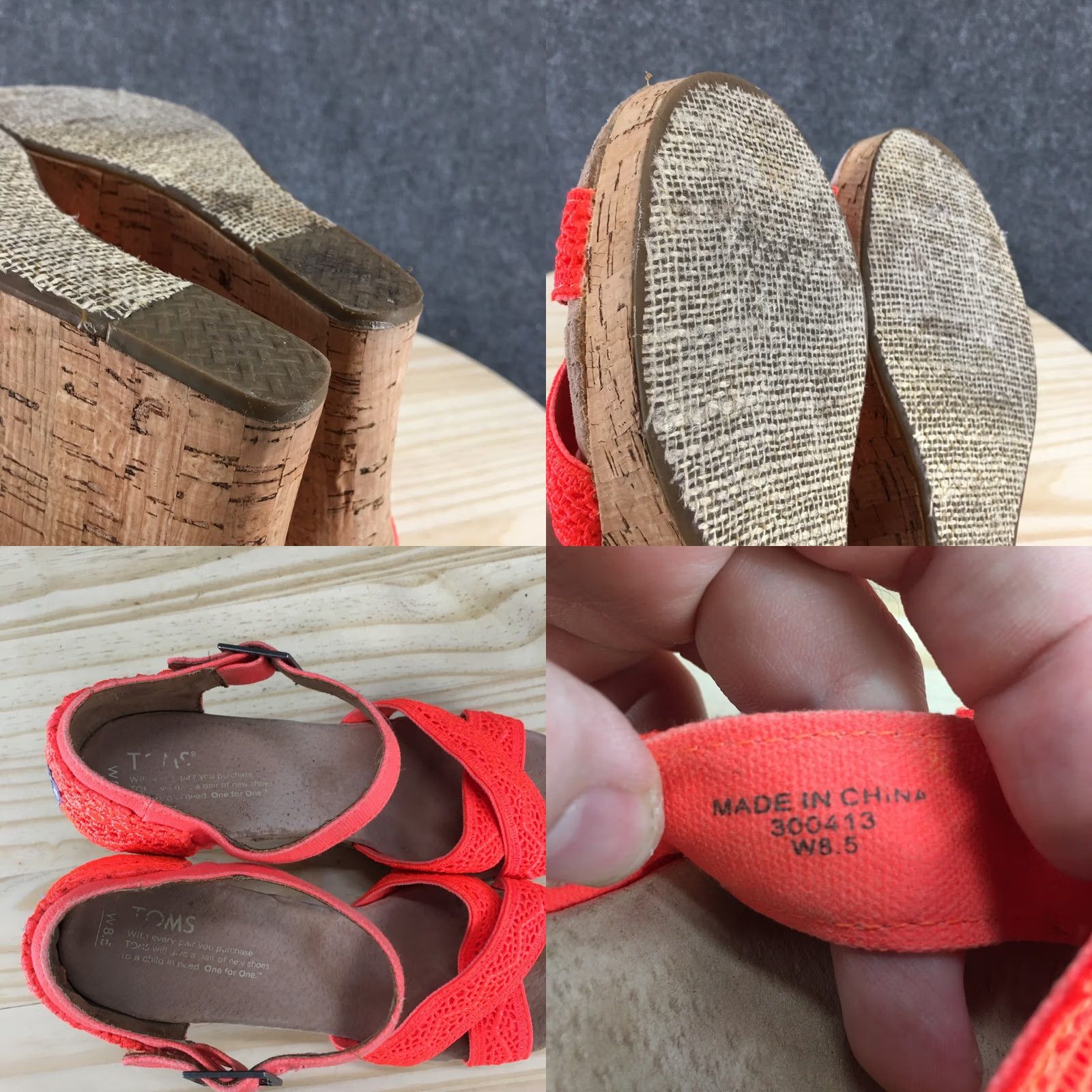 Toms Toms Sandals Womens 8.5 Ankle Strap Orange Buckle Casual Open Toe Wedge Heels Shirt Size US 9 / IT 39 - 9 Thumbnail