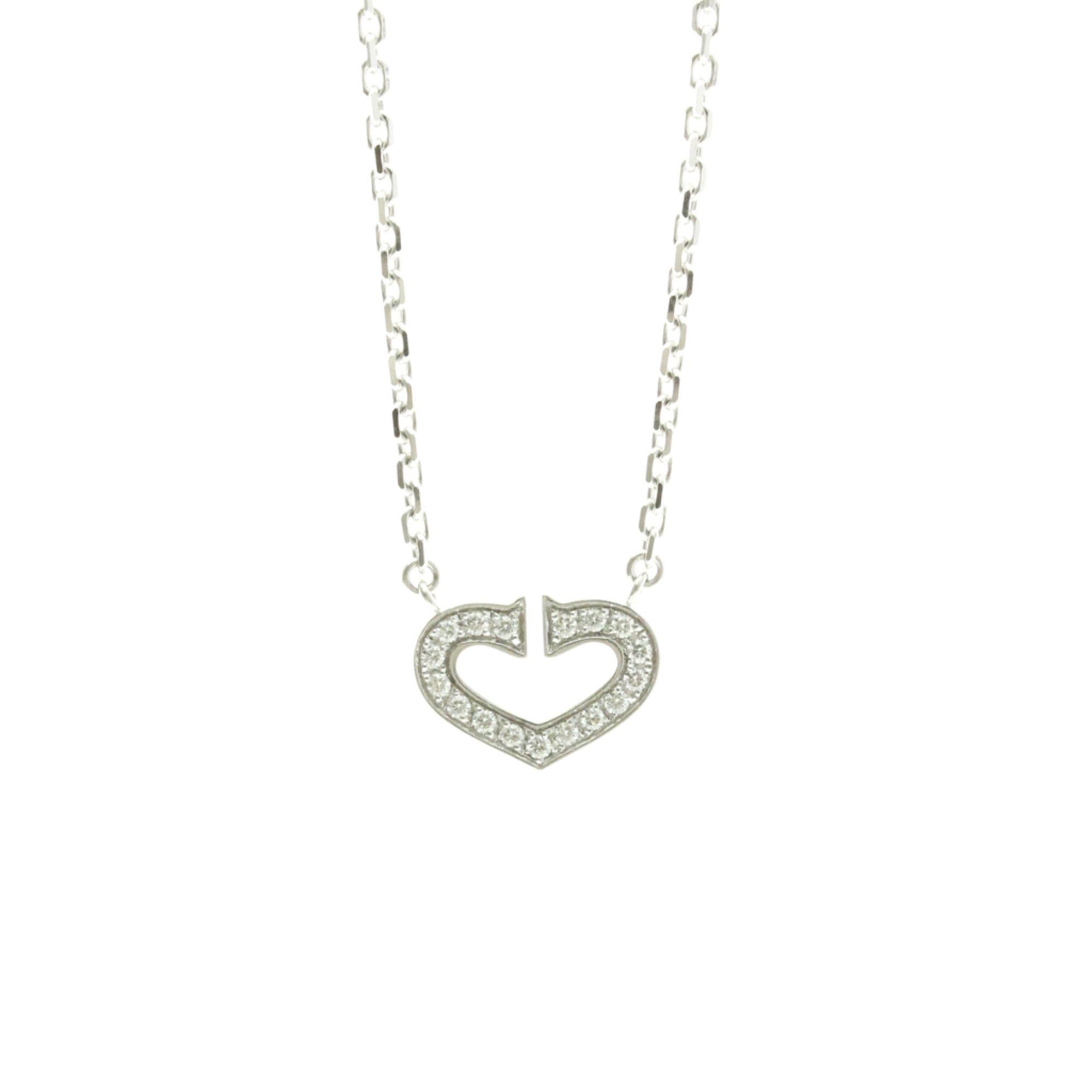 Cartier C Heart Diamond Necklace White Gold (18K) Diamond Men,women Fashion Pendant Necklace (Silver), Women's