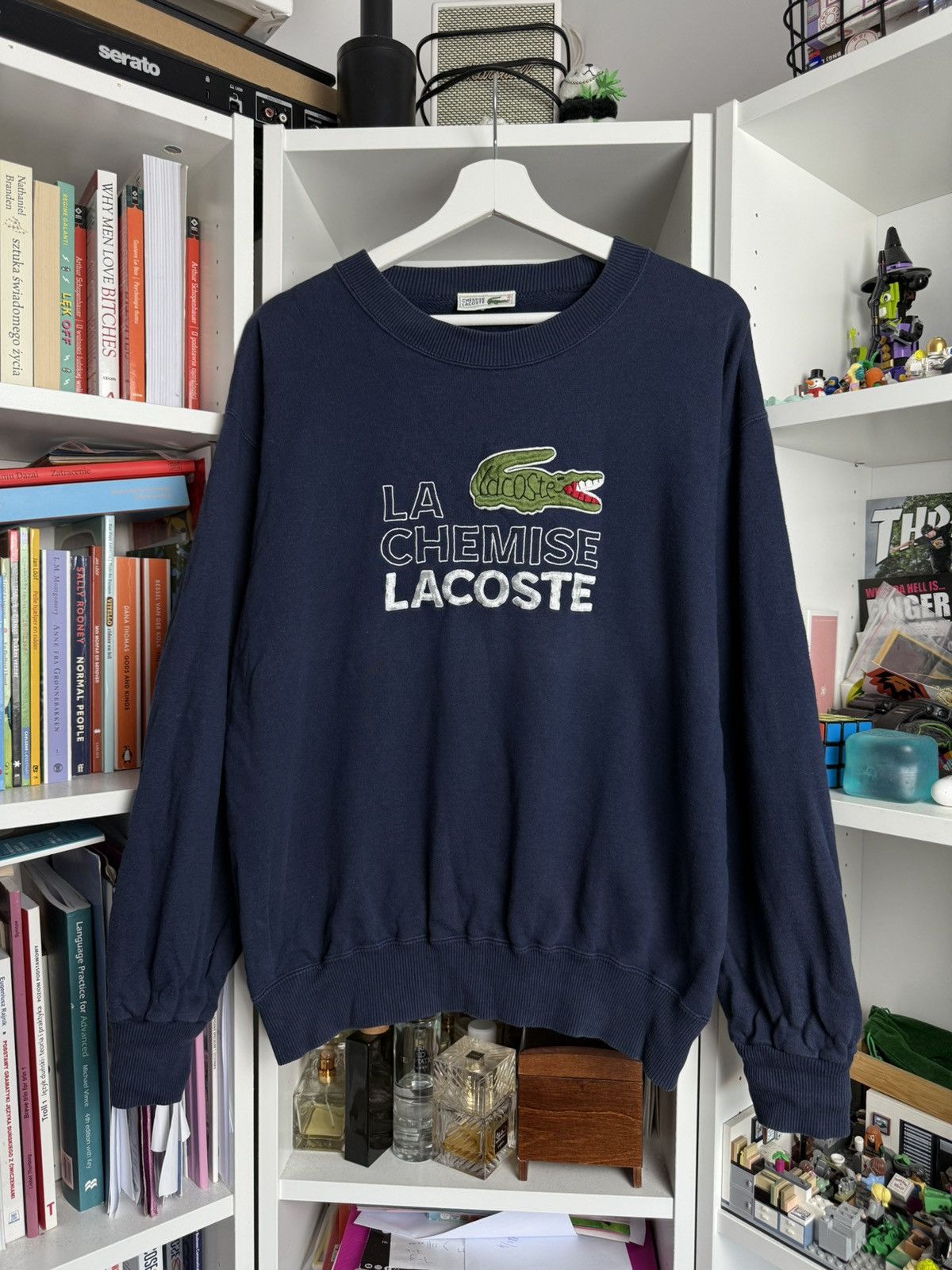 Lacoste × Vintage Vintage 90s Lacoste big logo navy boxy sweatshirt L old money Size US L / EU 52-54 / 3 - 1 Thumbnail