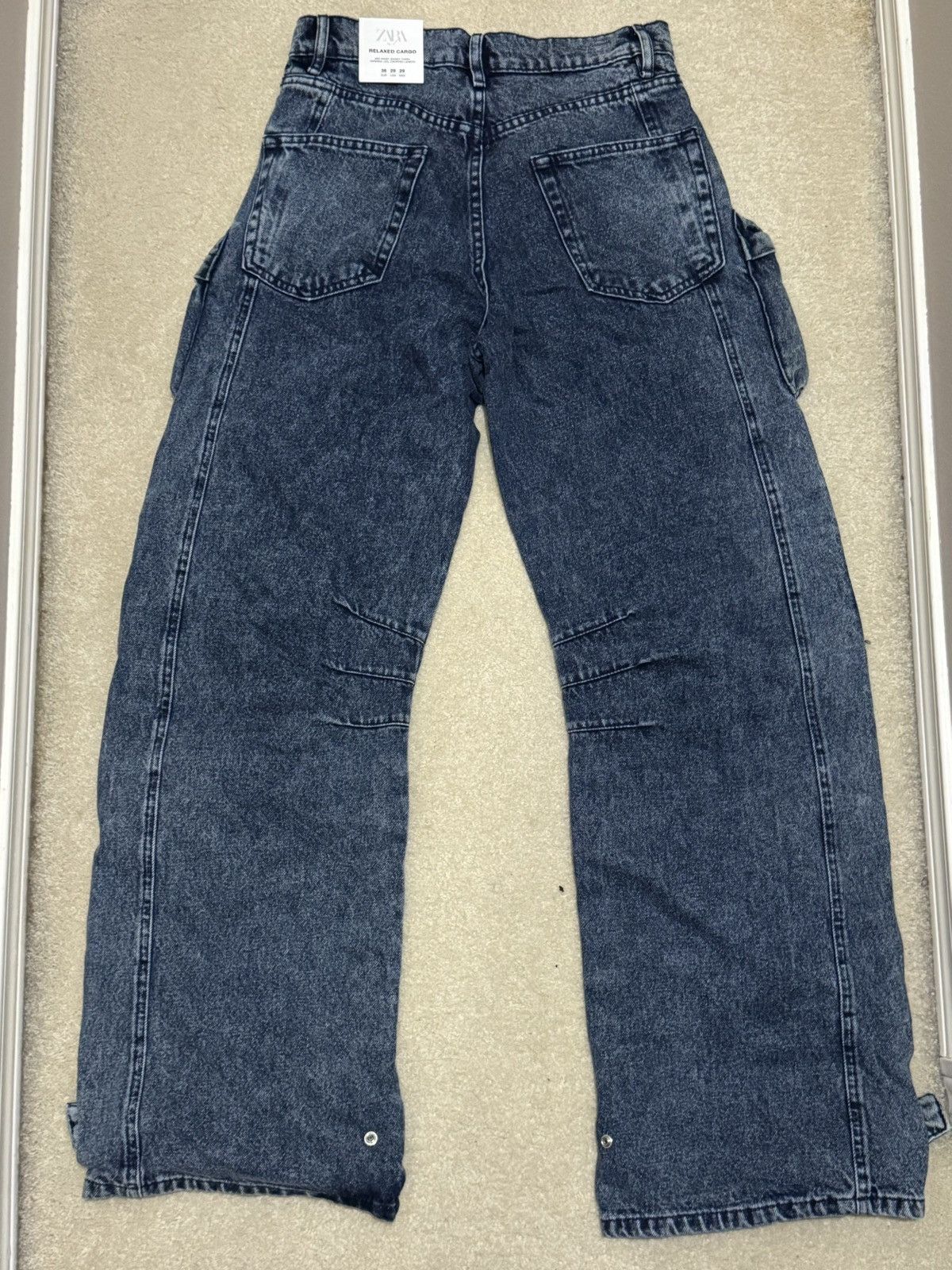 Zara Baggy Cargo Pocket Jeans Size US 29 - 3 Thumbnail