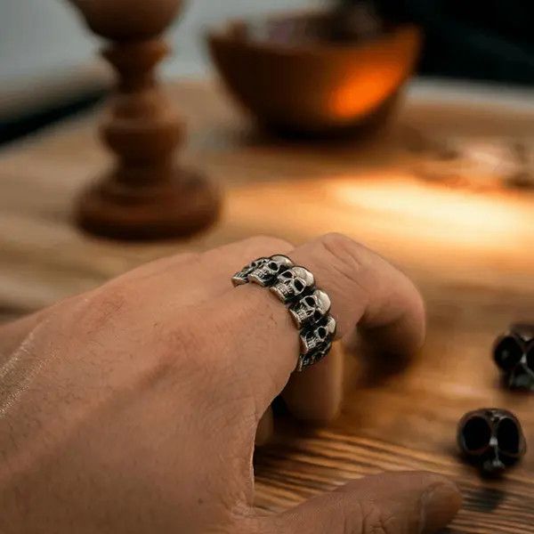 Jewelry Skull Silver Ring Size ONE SIZE - 3 Thumbnail
