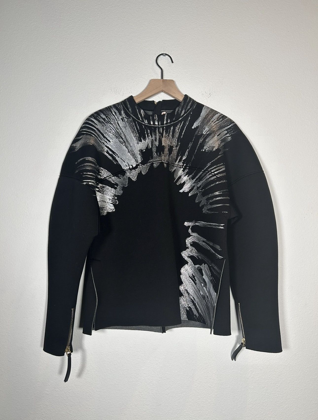 image of Marni Metallic Painted Neoprene Zipper Top in Black, Men's (Size Small)
