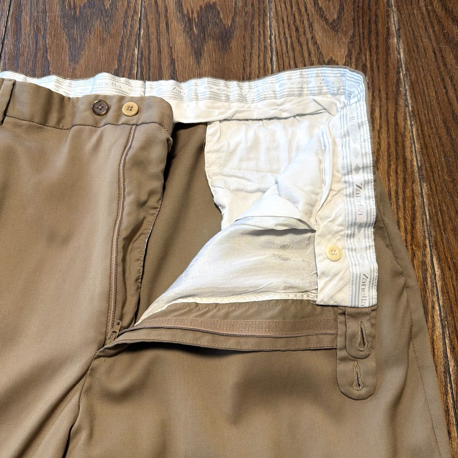 Zanella Zanella 36x32 Brown 100% Wool Bennett Pleated Italy Mens Pants Cuffed Dress Pants Regular Inseam 32" Vintage No Size US 38 / EU 54 - 4 Thumbnail