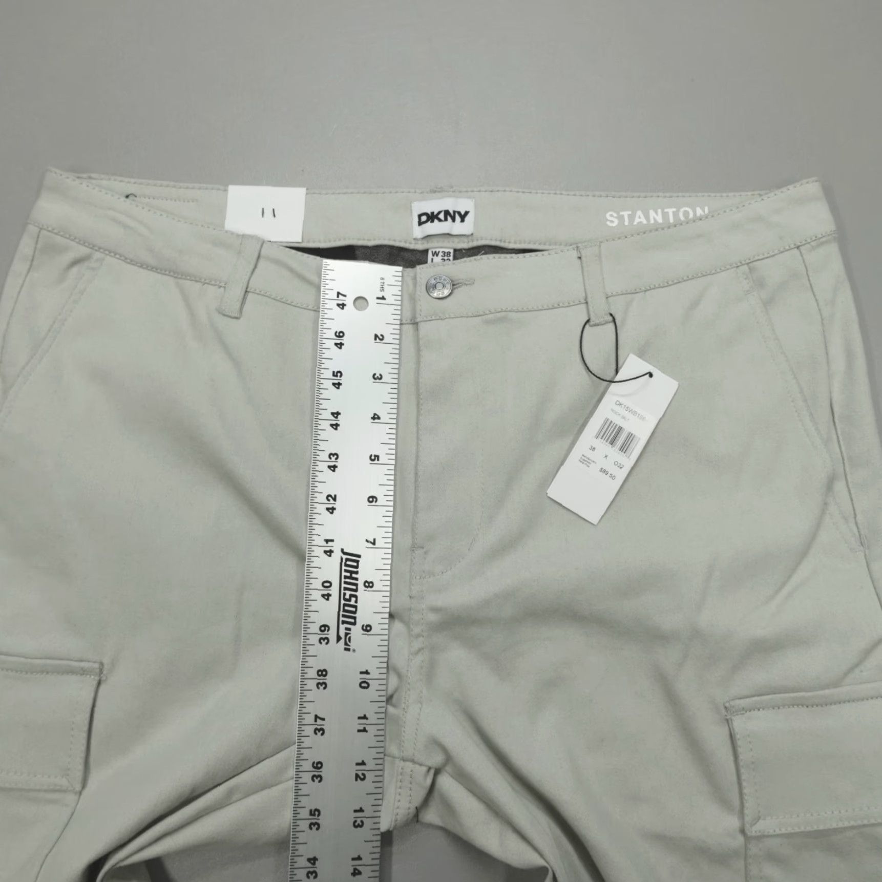 DKNY DKNY Slim Fit Cargo Pants Men's 38x32 Rock Salt Beige Cotton Blend Flat Front Stretch Tapered Pockets 5-Pocket Design Size US 38 / EU 54 - 6 Thumbnail