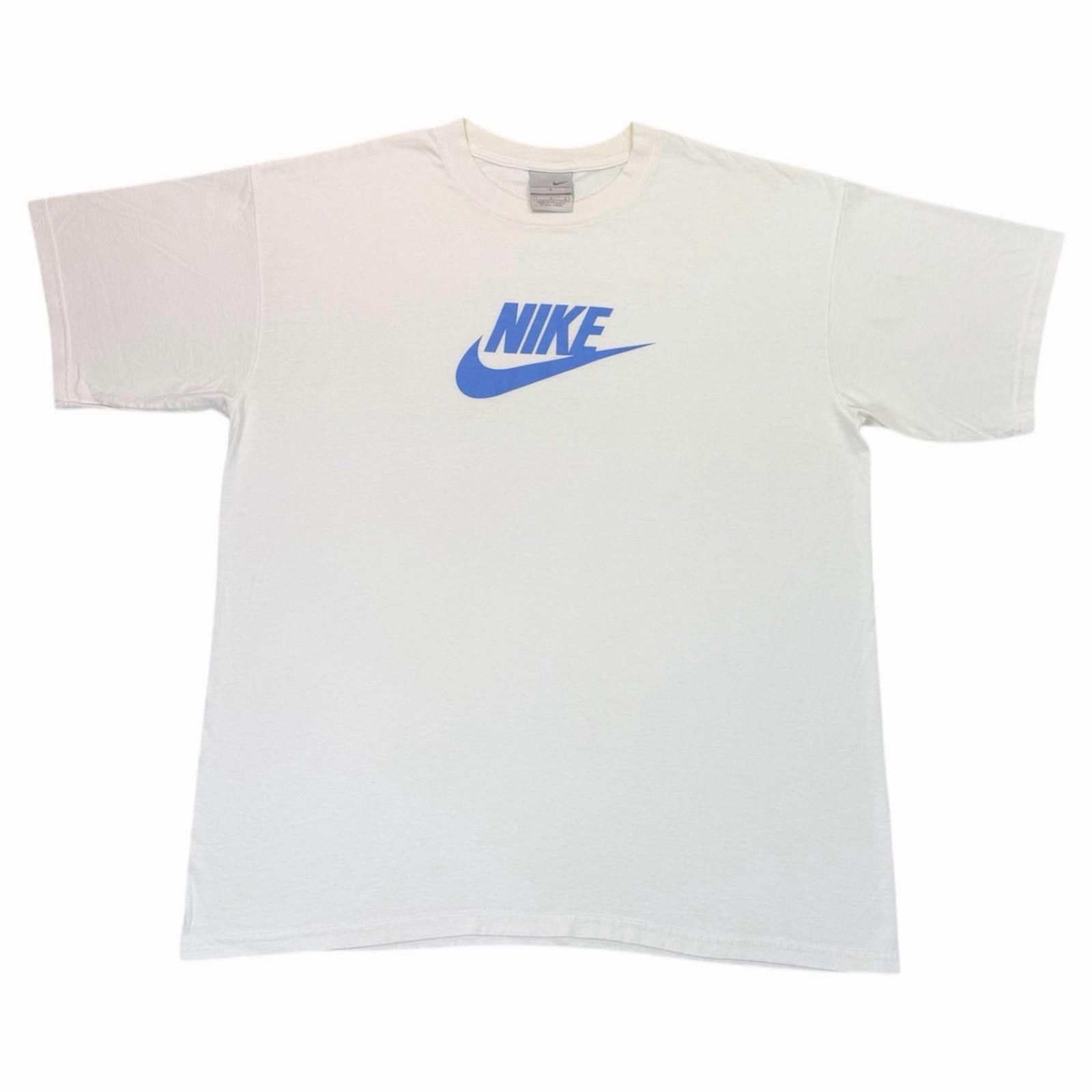 Nike Y2K Nike Blue Spell Out Swoosh Logo White T-Shirt L Grey Tag Size US L / EU 52-54 / 3 - 1 Thumbnail
