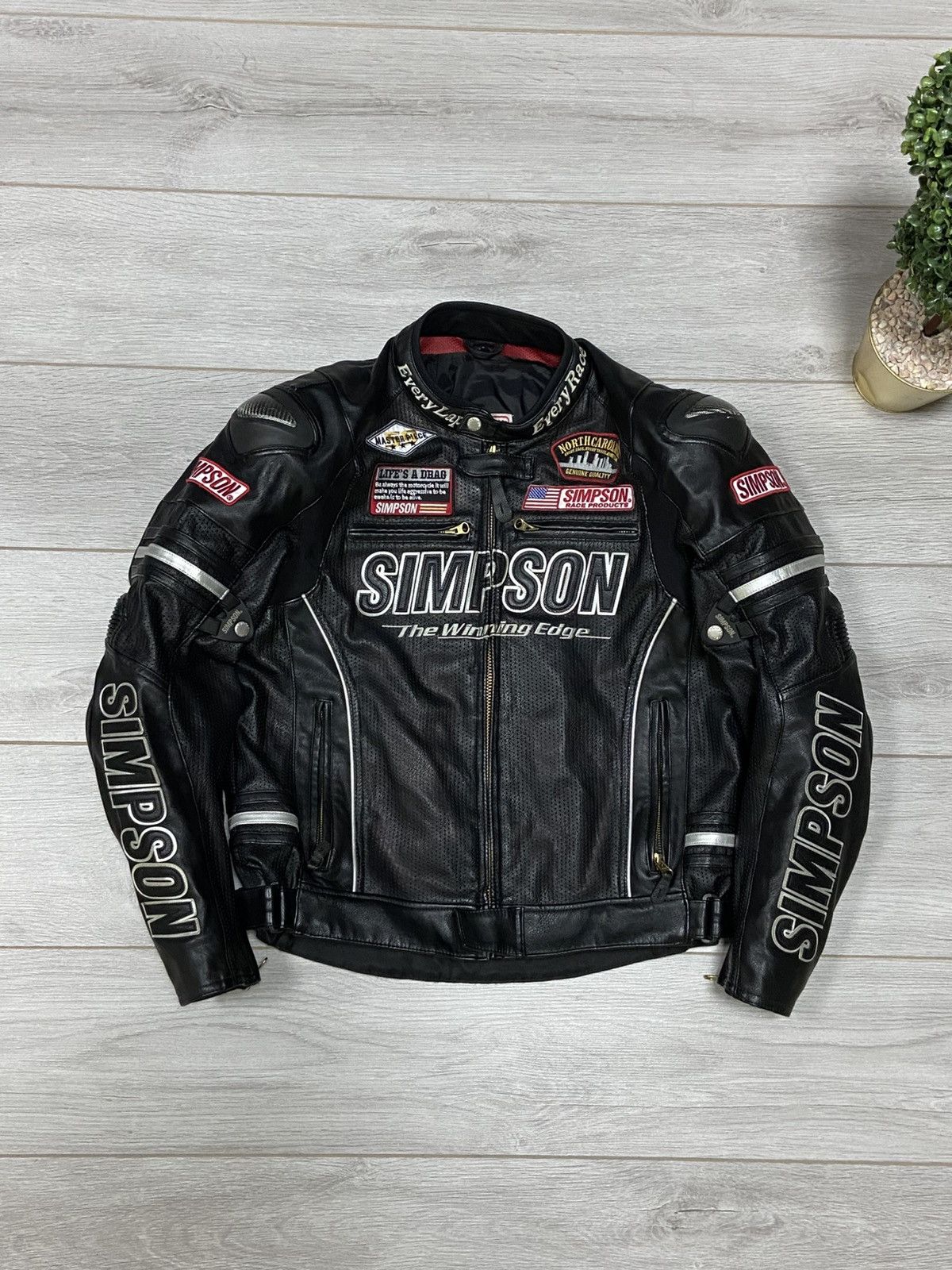 Genuine Leather × Vintage Vintage Simpson USA drag Racing Full Patches ...