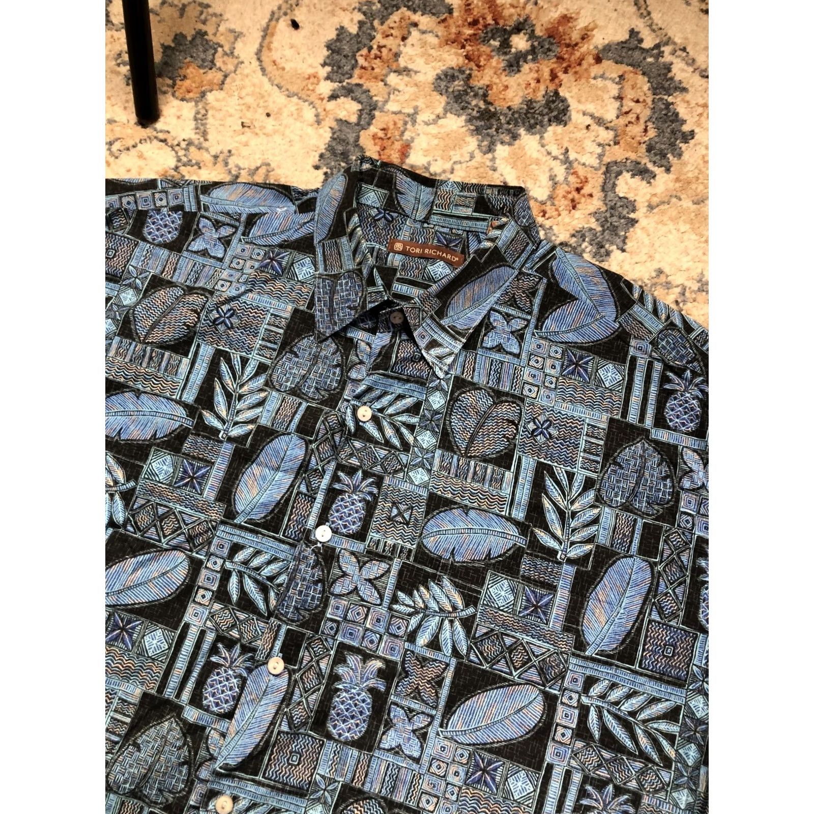 Tori Richard Tori Richard Shirt Mens XL Blue Hawaiian Tropical Aloha Short Sleeve Button Up Size US XL / EU 56 / 4 - 6 Thumbnail
