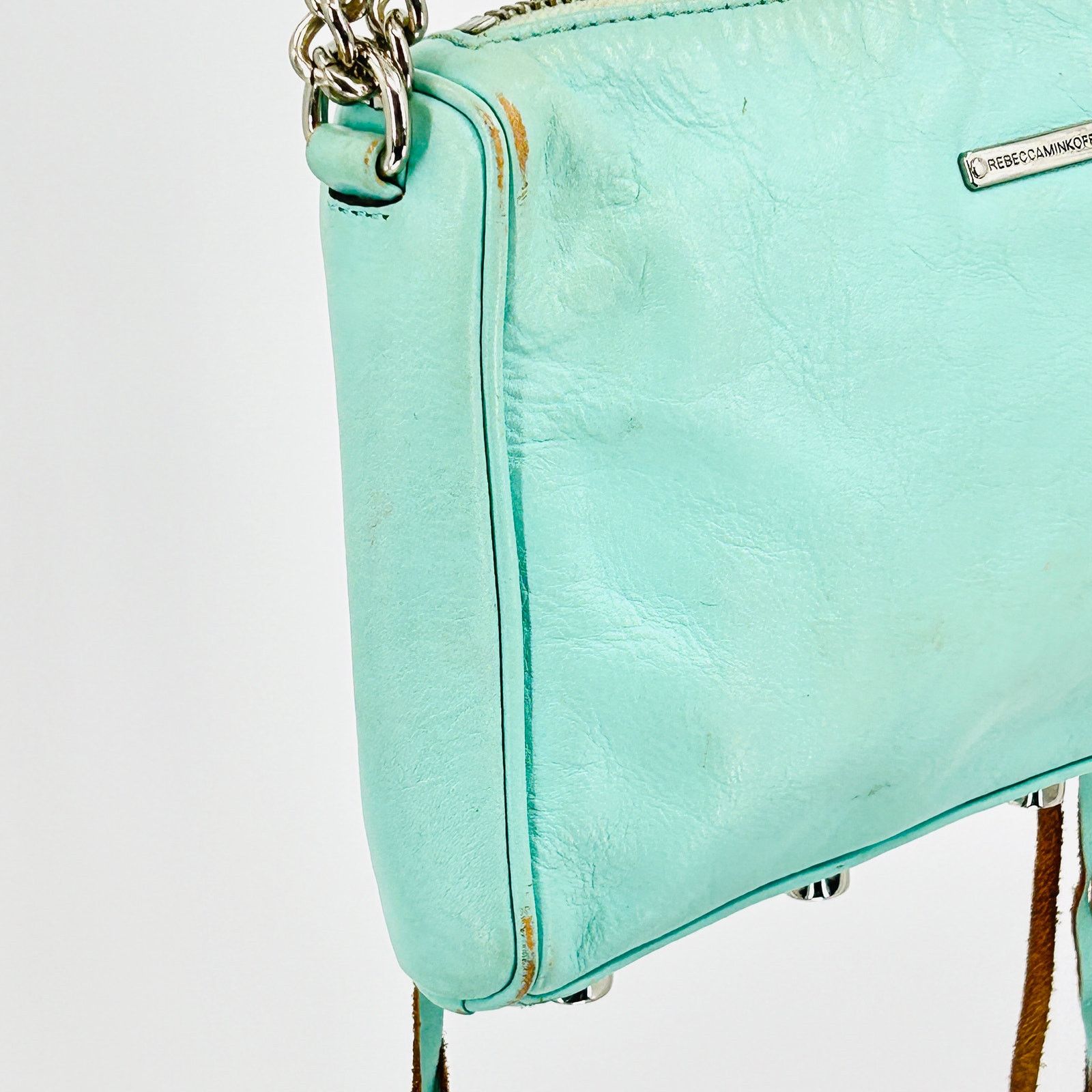 Rebecca Minkoff Vintage Y2K Mint Green Leather Silver Chain Shoulder Bag Size ONE SIZE - 8 Thumbnail